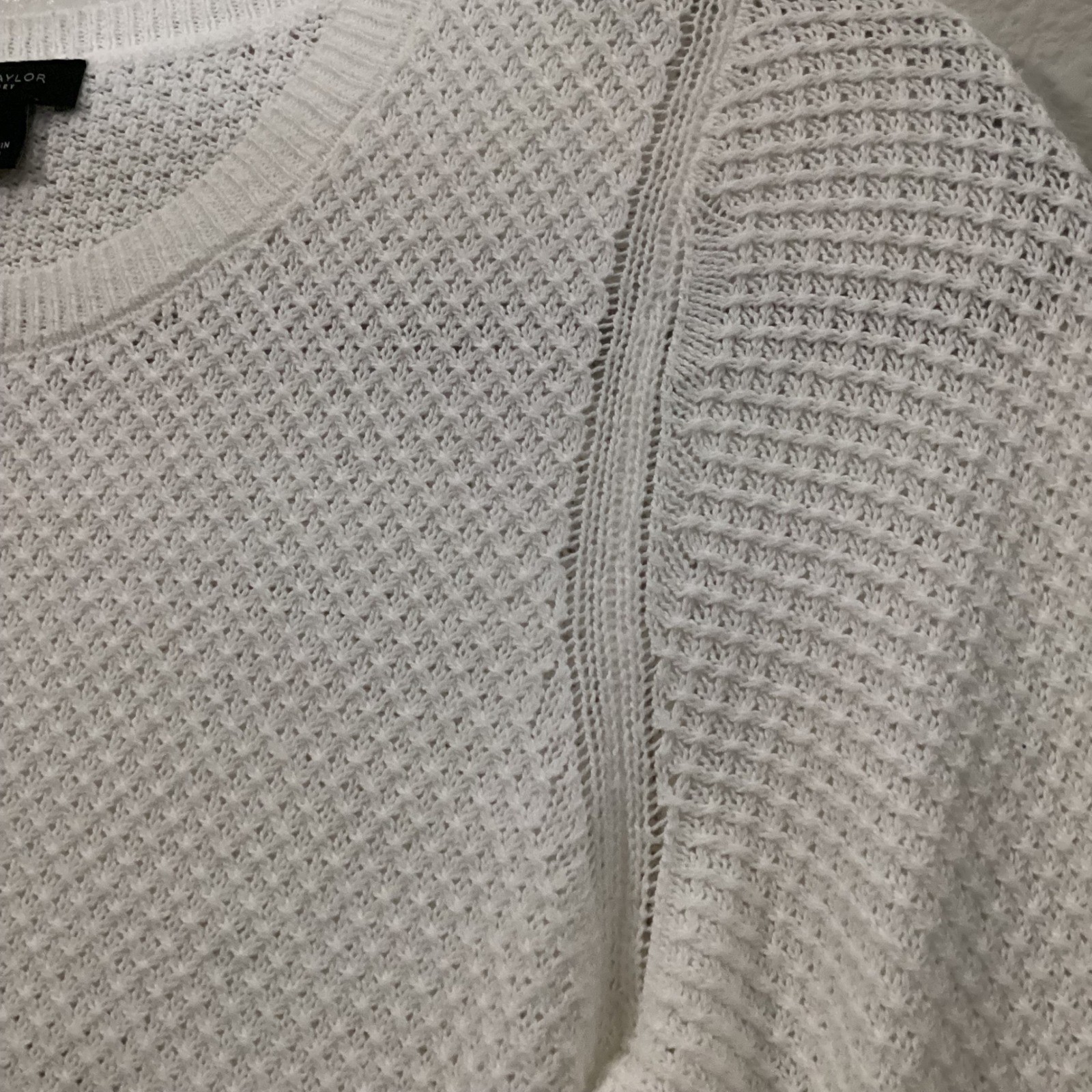 Ann Taylor Factory Cream Button Accent Textured Knit Sweater Womens