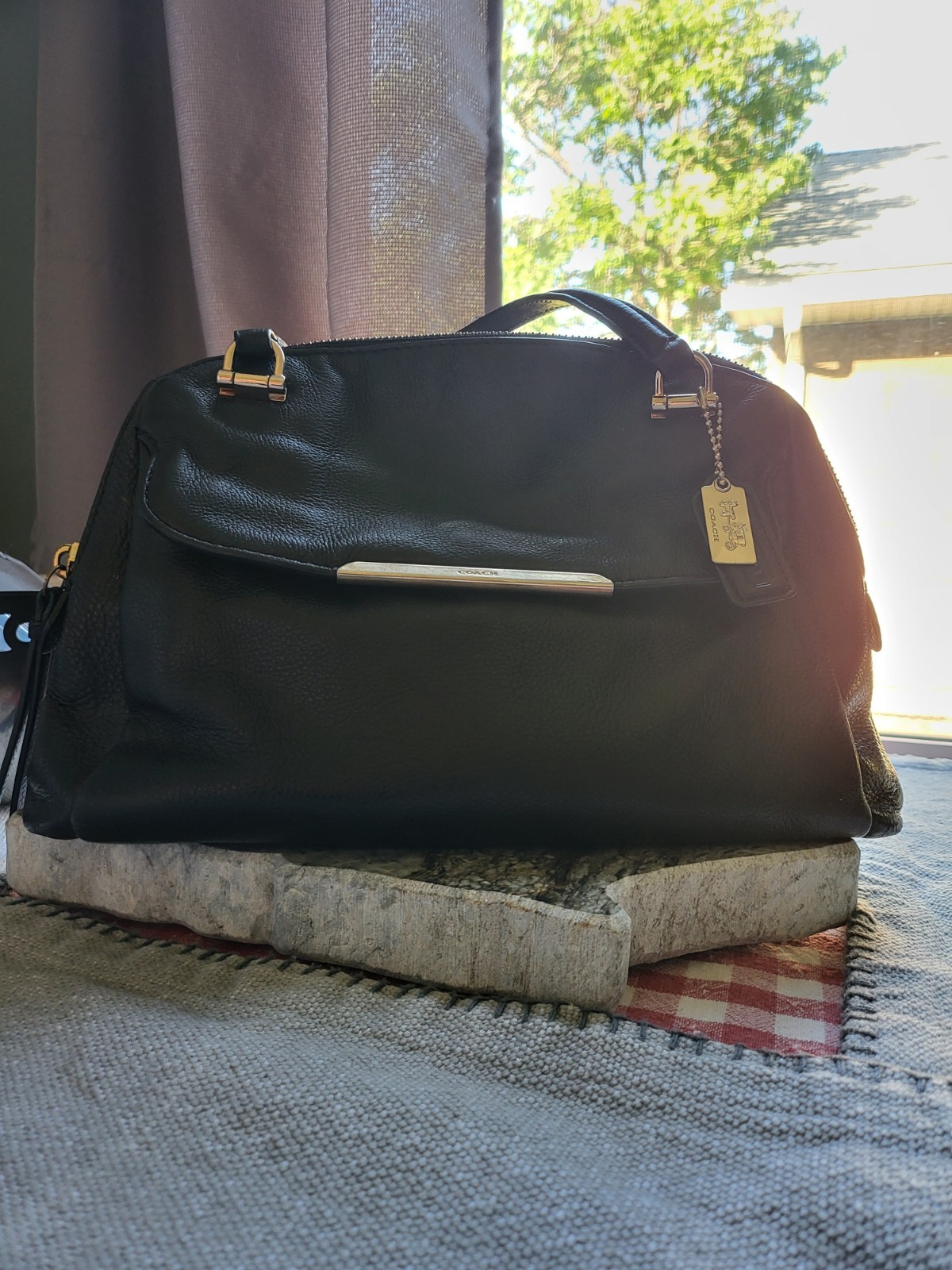 Coach Madison Small Georgie Satchel Black Leather And Gold Tone