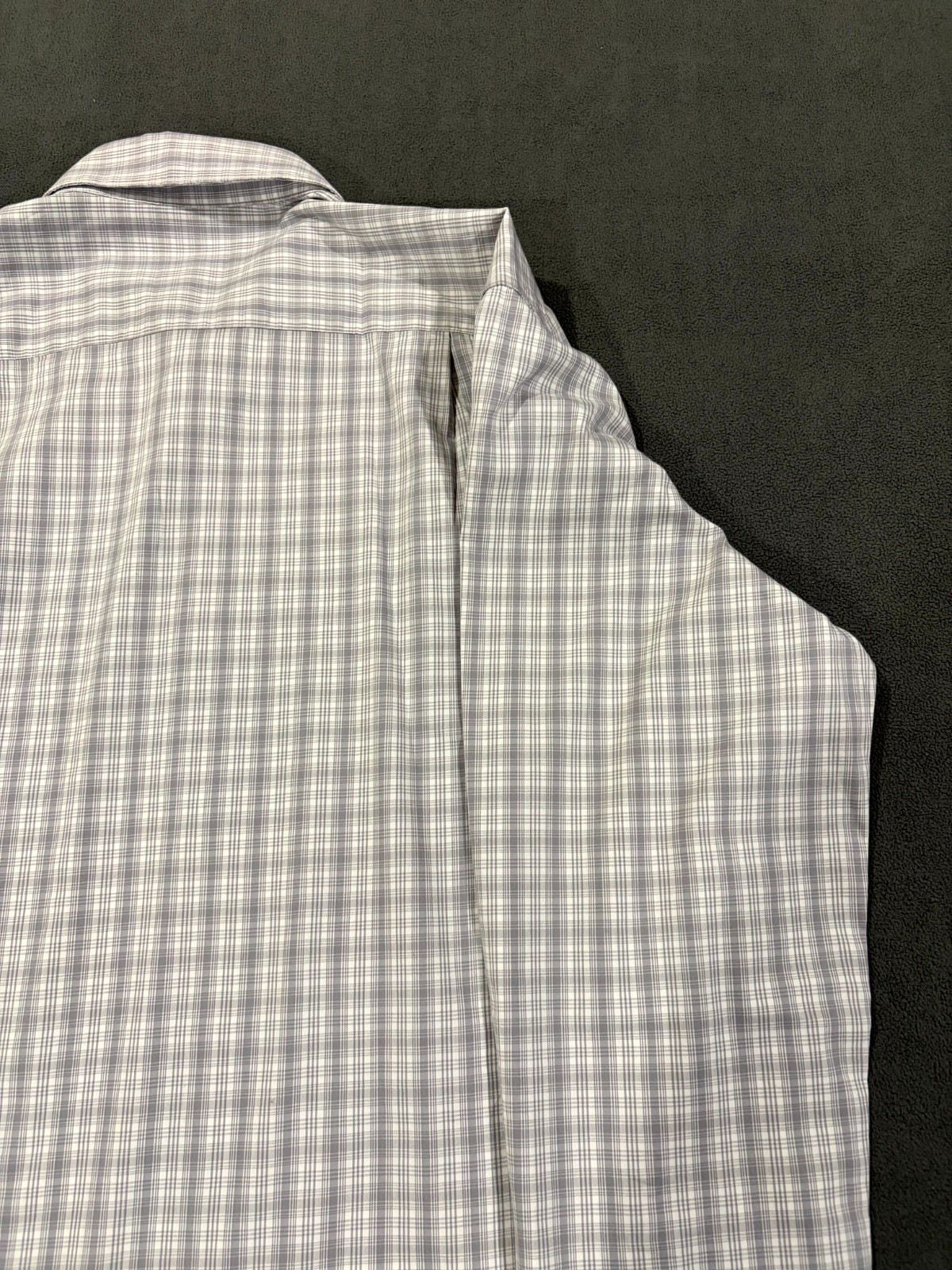 Sonoma Shirt Mens Large Gray Plaid Cotton Stretch Pleated Performance Button Up