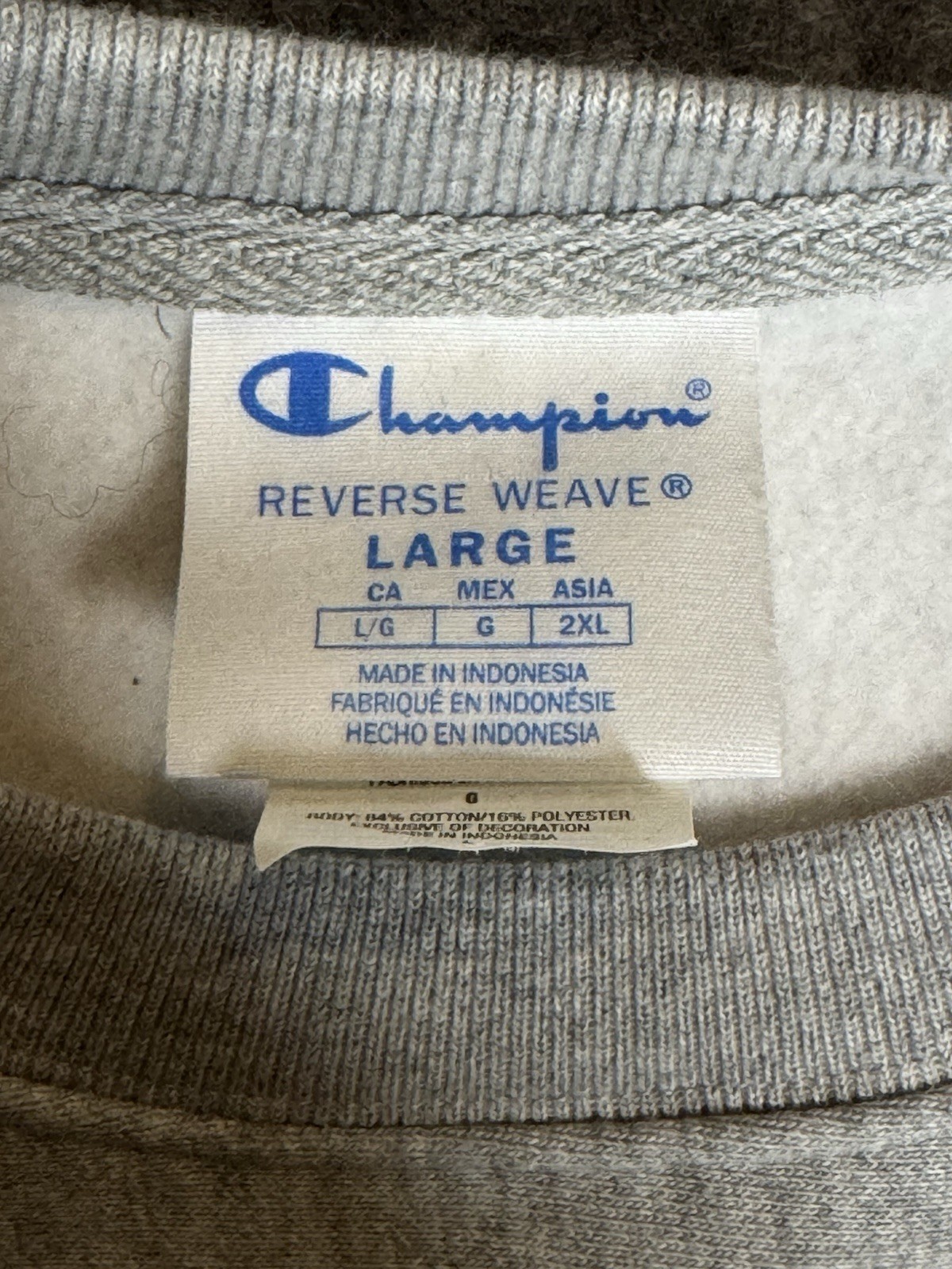Champion Reverse Weave Gray Crewneck Pullover Sweatshirt Men’s Size Large