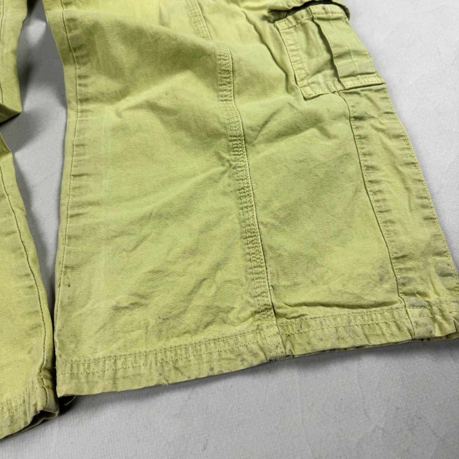 Womens Y2K Lime Green Cargo Pants Wide Leg Utility Multi Pocket Streetwear Baggy