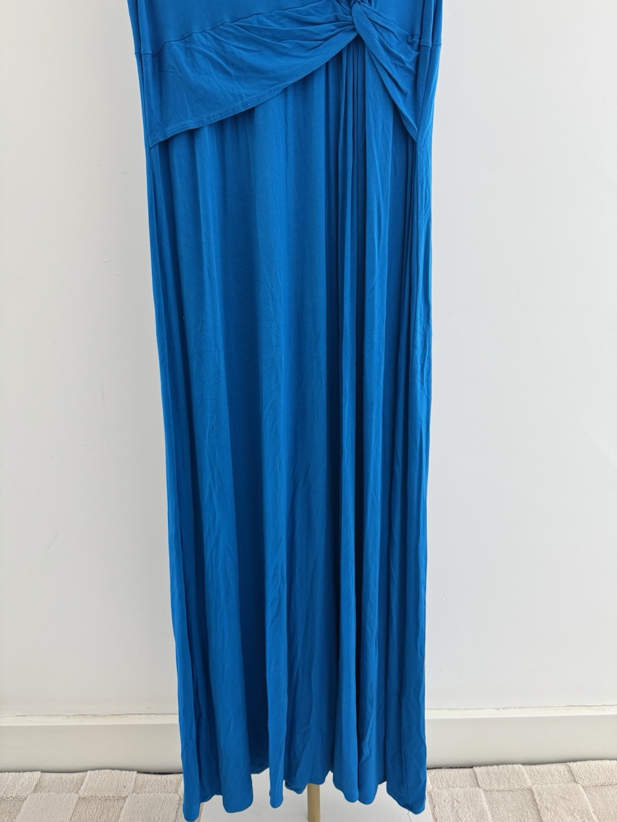 BHS Blue Maxi Dress UK 18 Sleeveless Wrap Twist Front Stretch Jersey Holiday