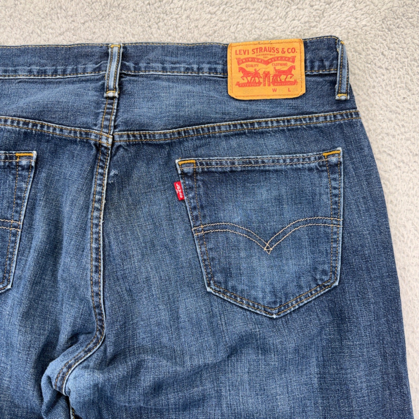 Levis 569 Jeans Mens 36×34 Blue Loose Straight Mid Rise Dark Wash Denim