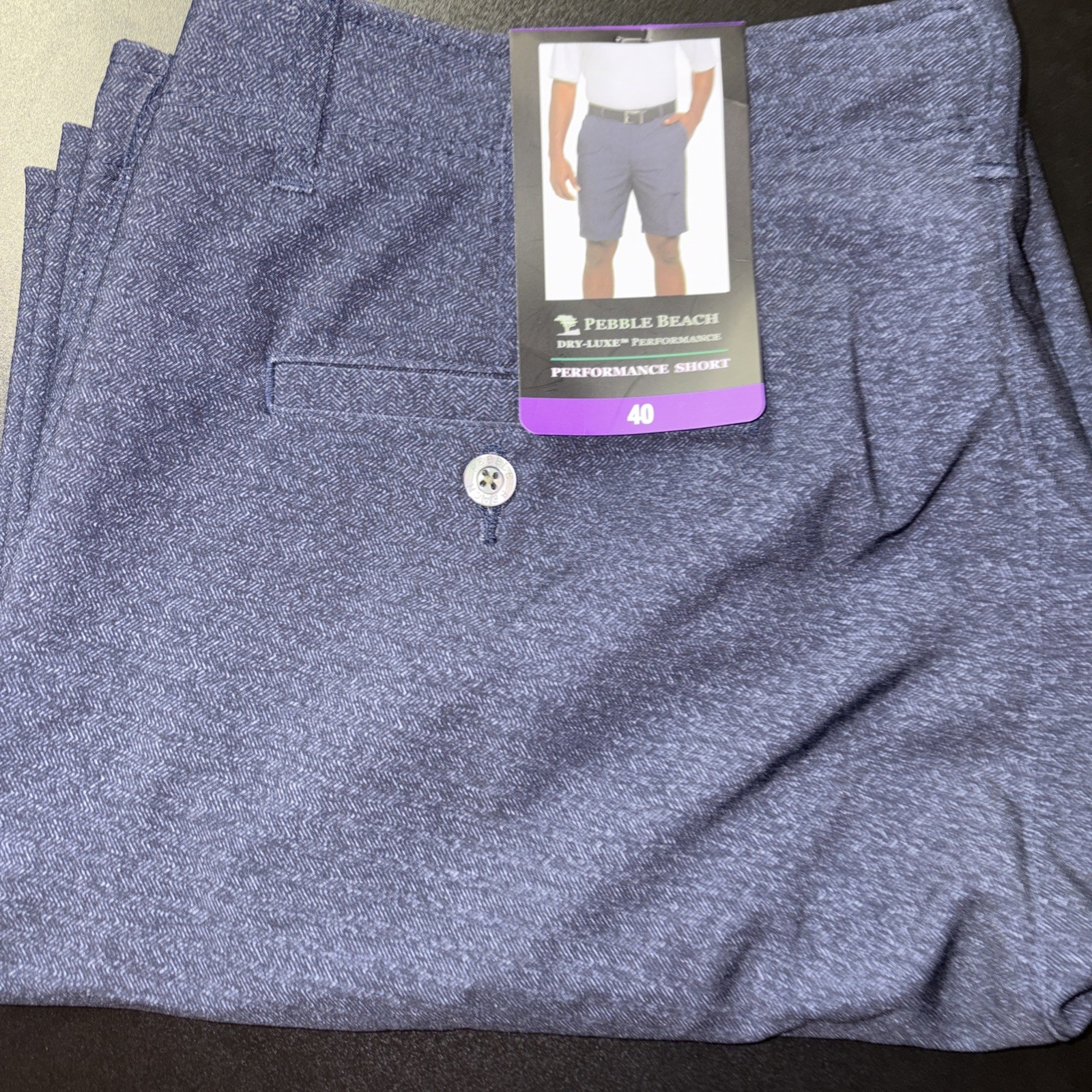 Pebble Beach Performance Golf Shorts 40 Waist Blue Or Black