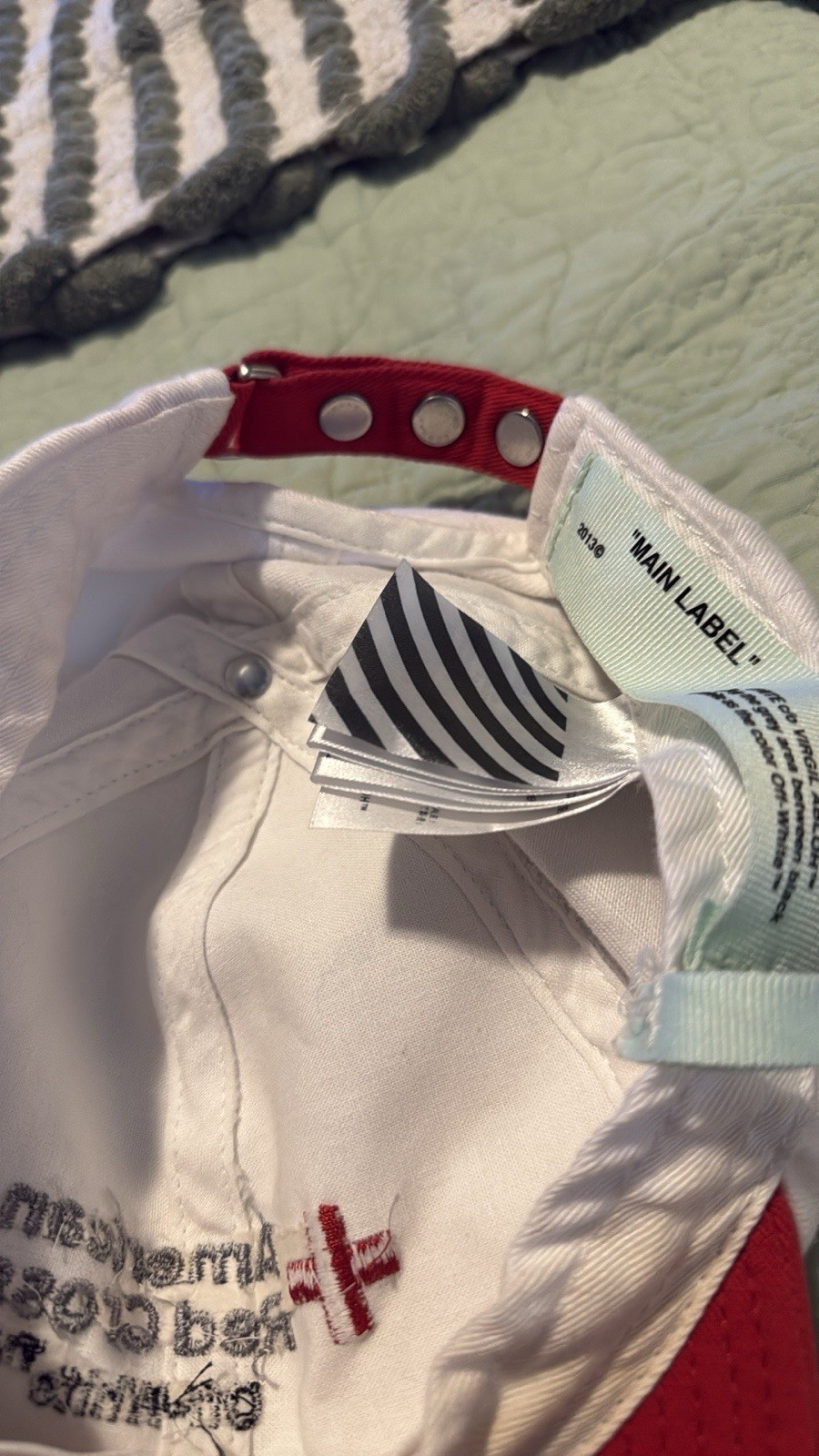 Off-White American Red Cross Baseball Cap White/Red Adjustable One Size