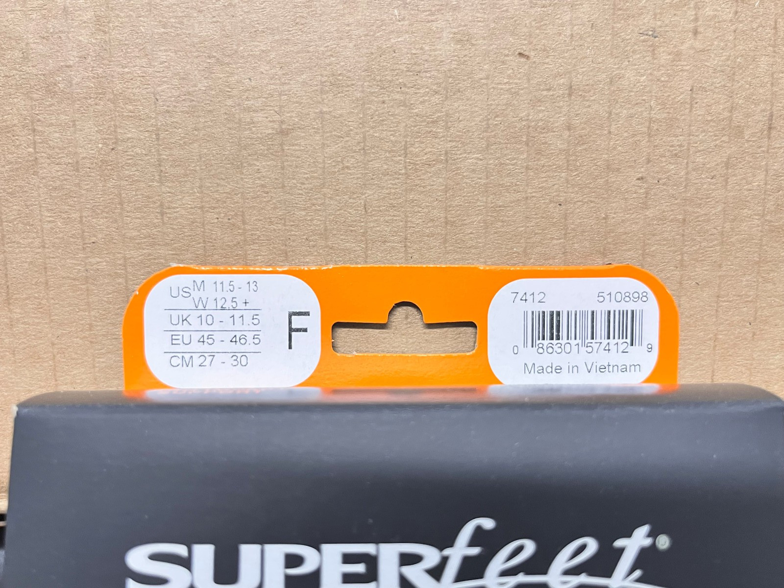 Superfeet Orange Arch Support Shoe Inserts insoles Size F M 11.5-13 / W 12.5+
