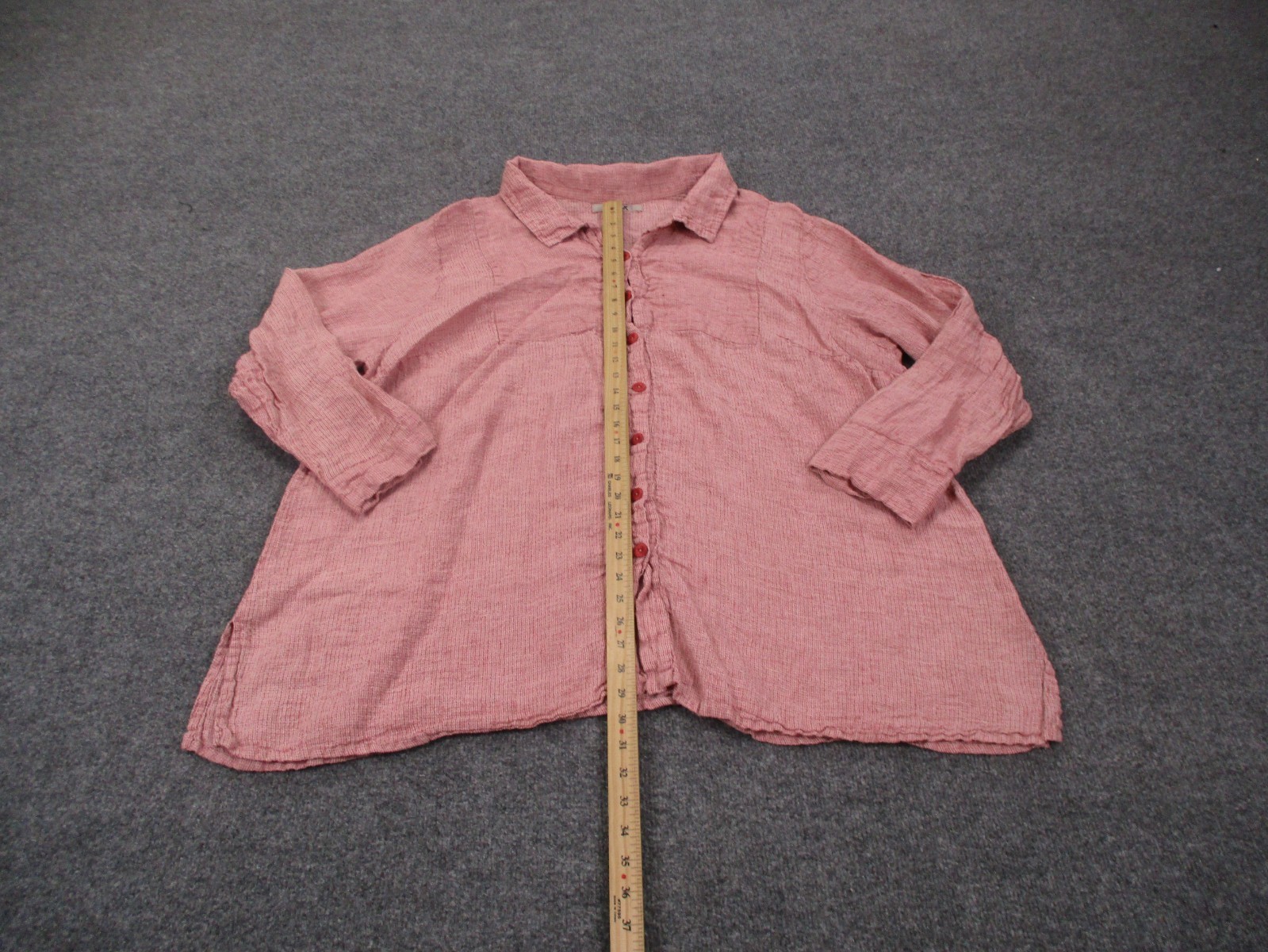 Flax Shirt Womens 3X 3G Red Linen Tunic Loose Lightweight Breathable Flowy Beach