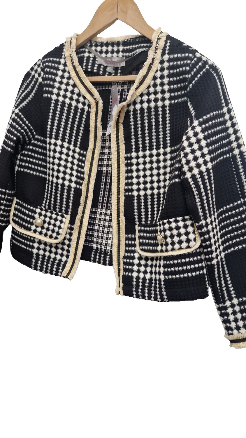 Dorothy Perkins Petite Tweed-Style Check Jacket – UK Size 10