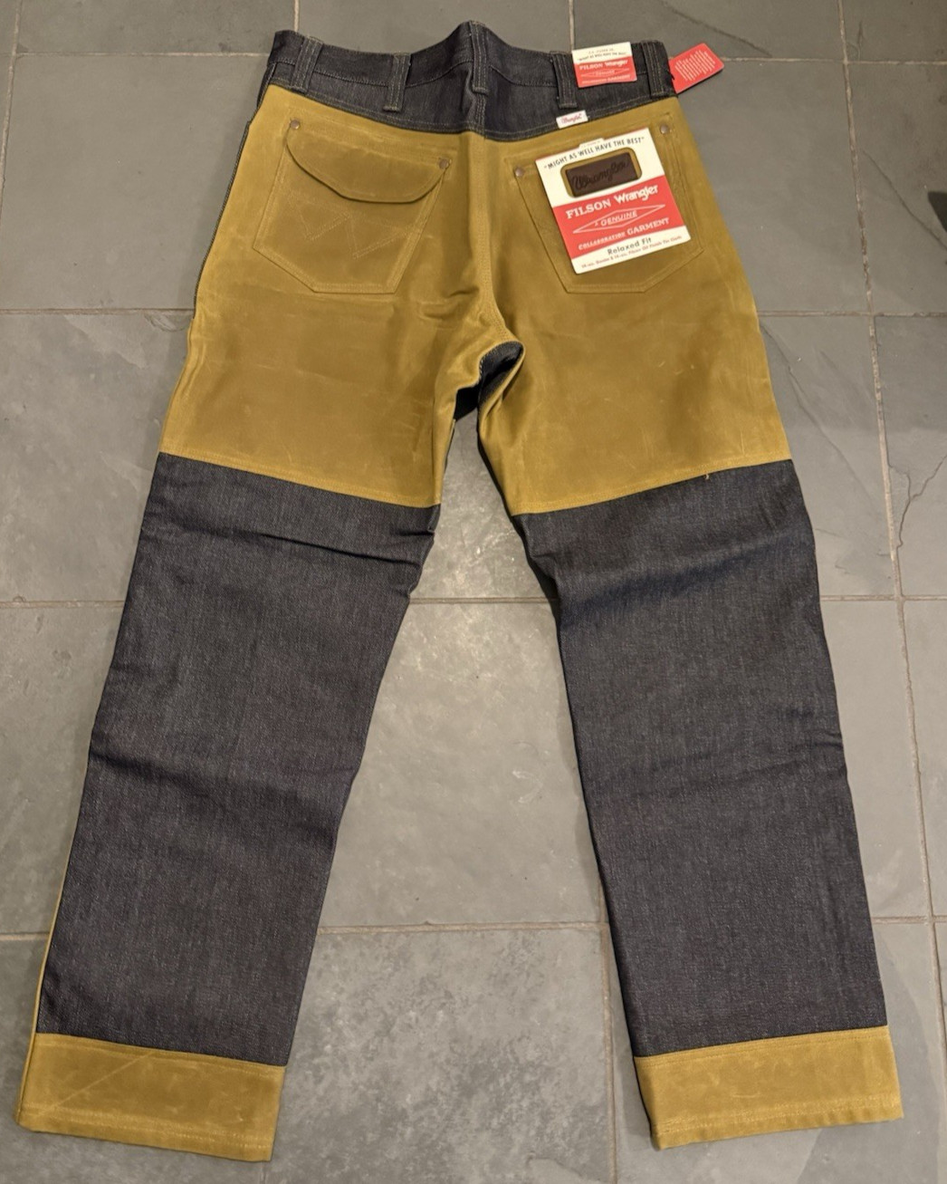 NWT FILSON X WRANGLER WILD ADVENTURE Jeans Denim Tin Cloth 34×32 Mens INDIGO