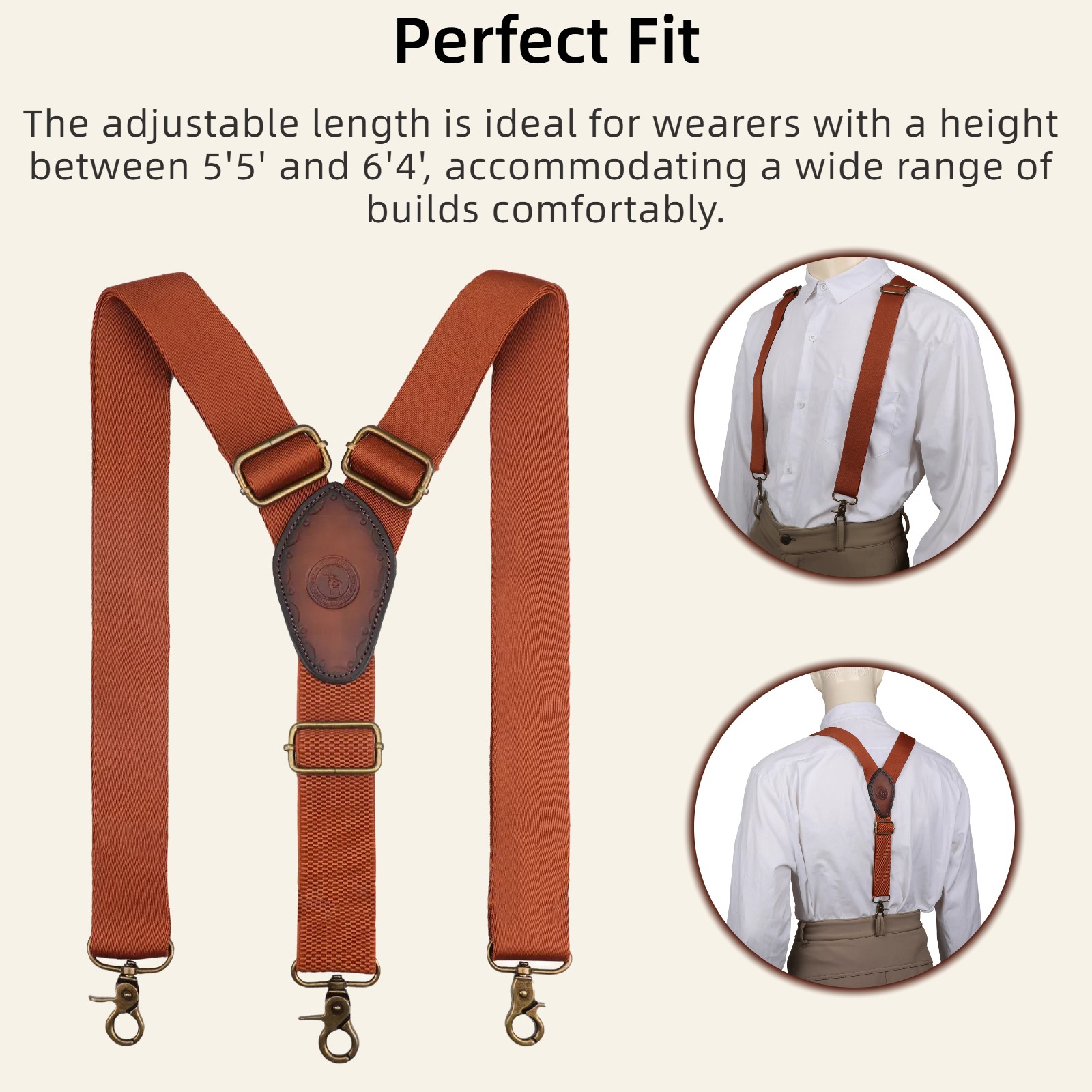 TOURBON Retro Men’s Suspenders Y Back Y-Shaped Hooks Pants Braces Bestman Gift