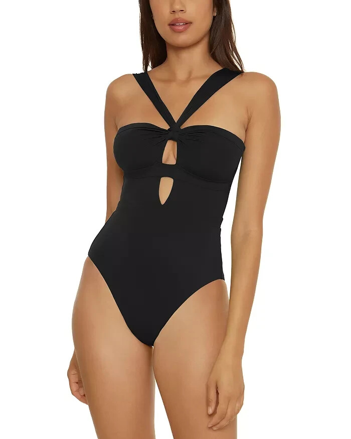$138 BECCA® by Rebecca Virtue One Piece Swimsuit Black Small ejl0125b