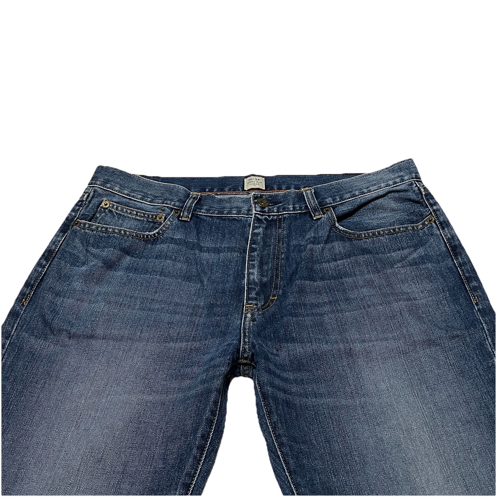J Crew Mens Size 36×33.5 Distressed Urban Slim Straight Denim Cotton Blue Jeans