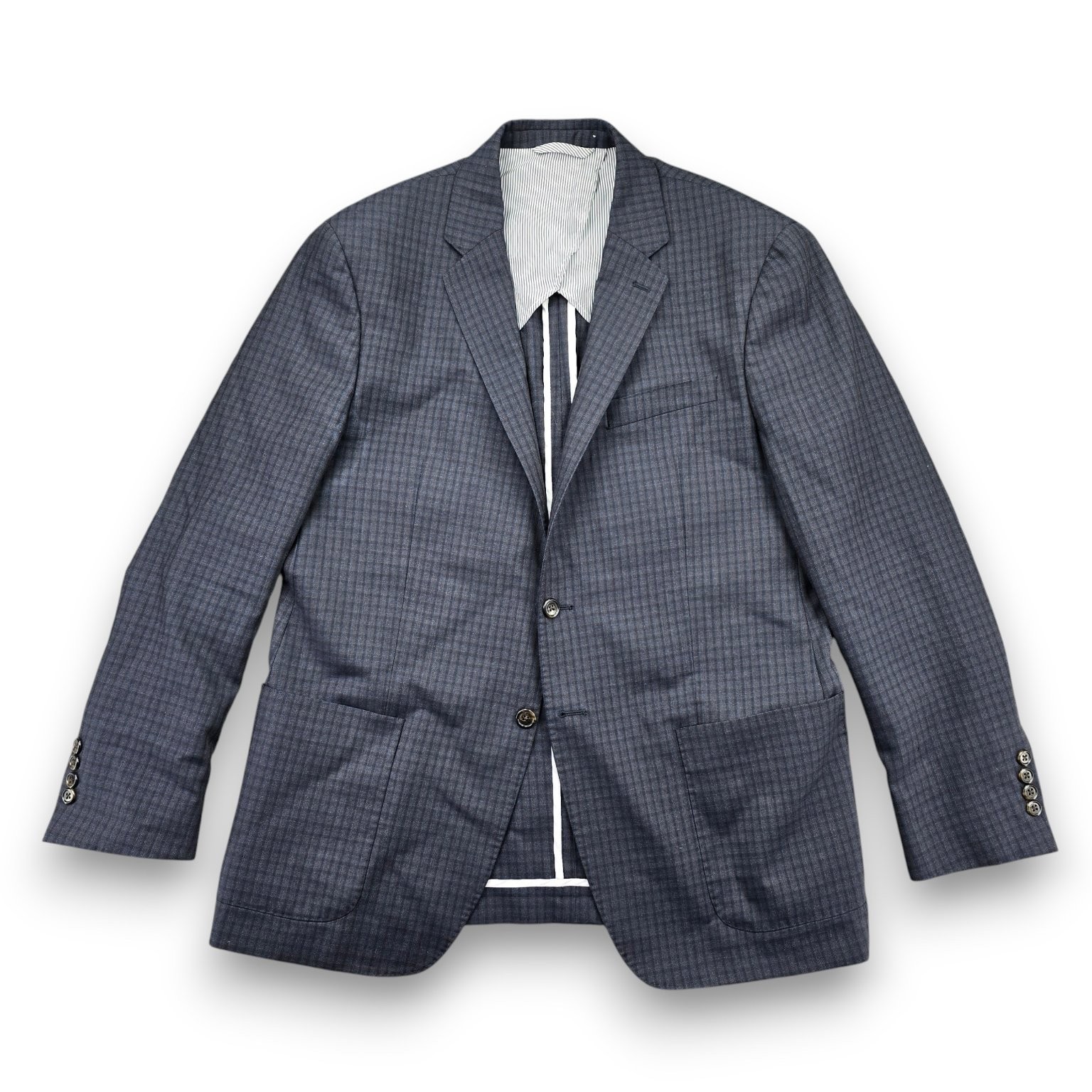 Todd Snyder Mayfair Fit Sport Jacket 42R Charcoal Blue Plaid Wool Partial Lined