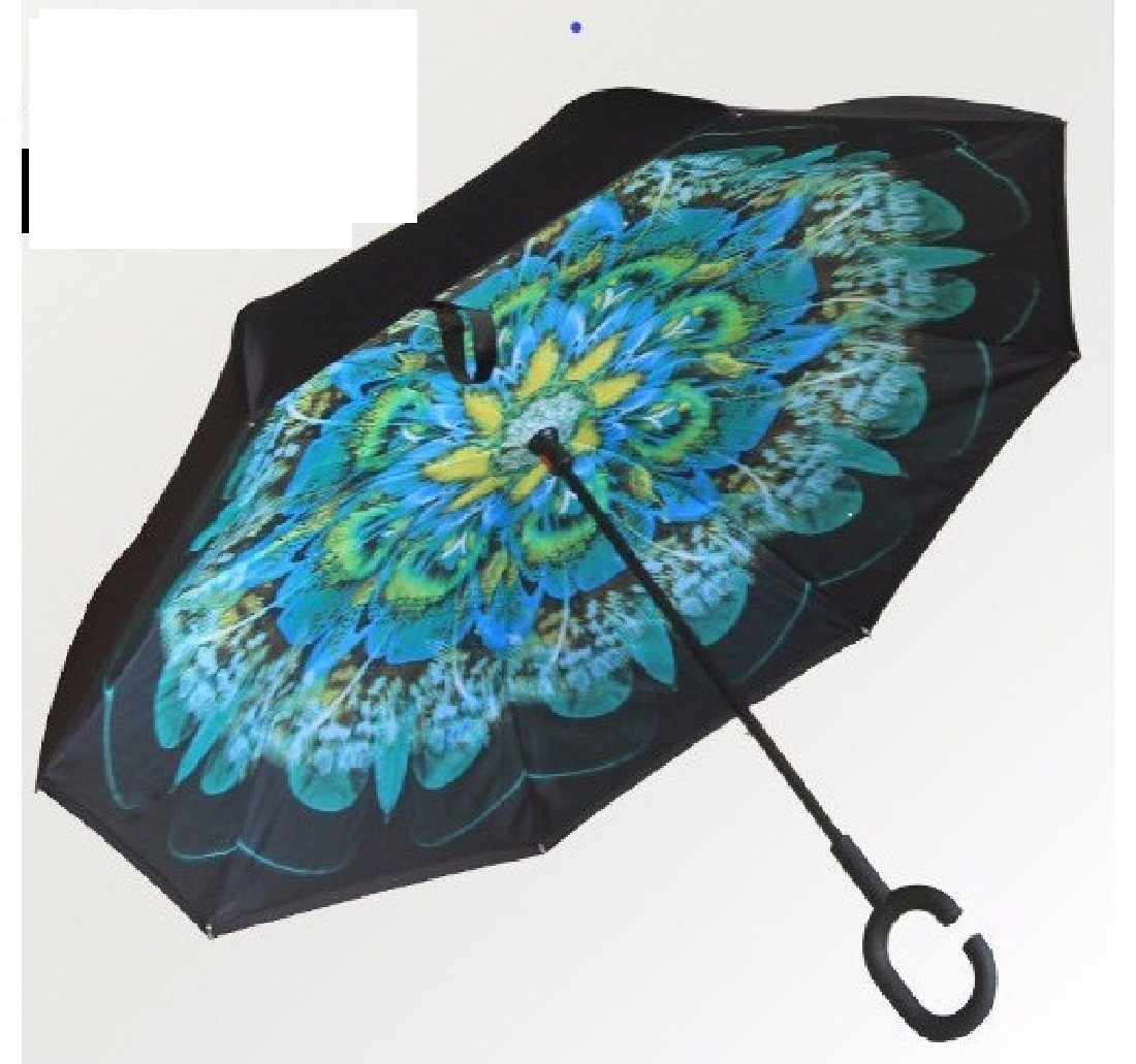 Reverse Folding Inverted Umbrella Double Layer Wind Proof UV Proof Inside out