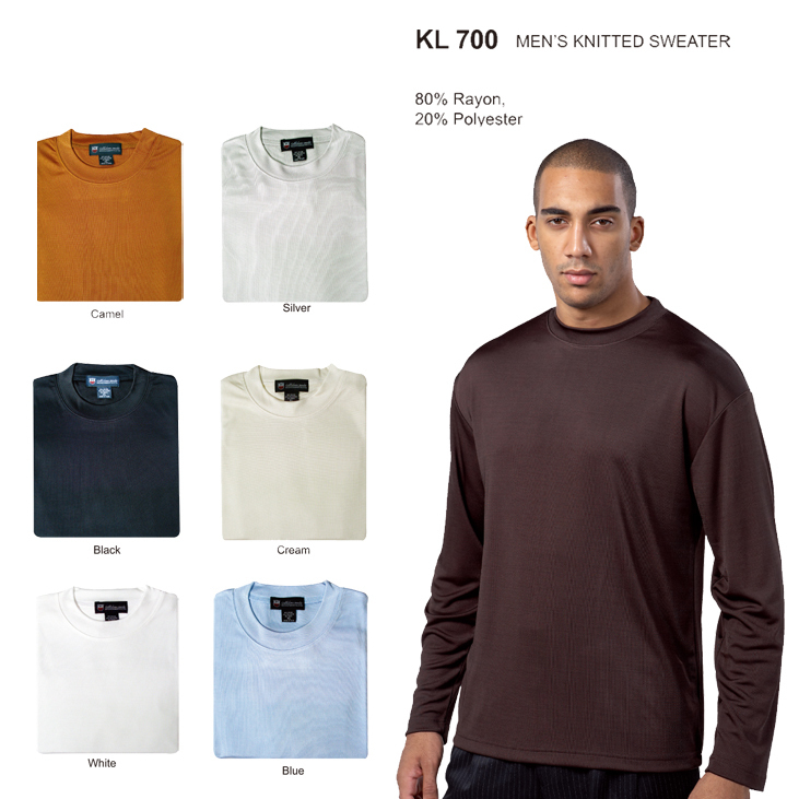 Men’s Knitted Rayon Silky Smooth Feel Sweater Long Sleeve 7 Colors Style-KL700