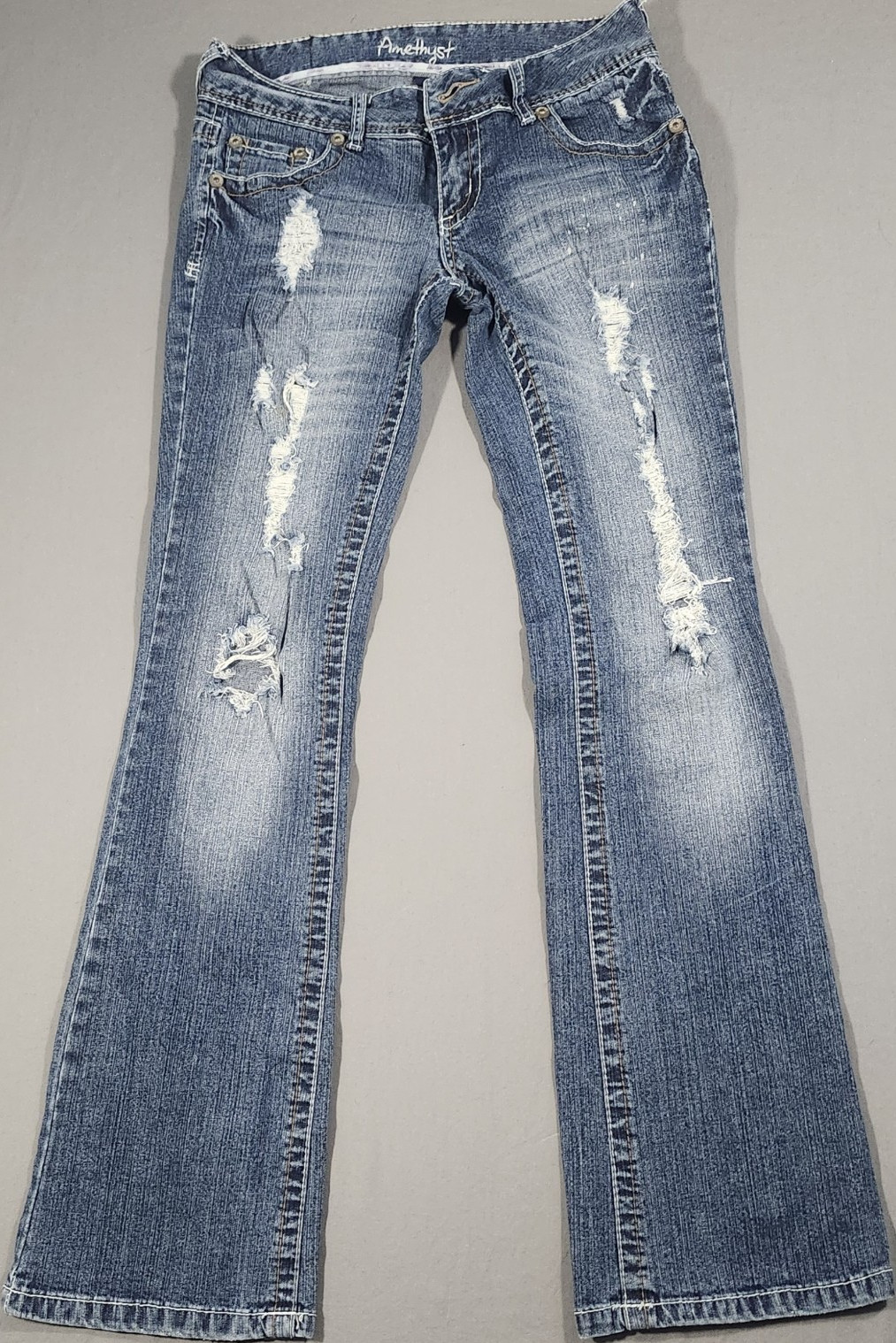 Amethyst Bootcut Jeans Blue Denim Medium Wash Distressed