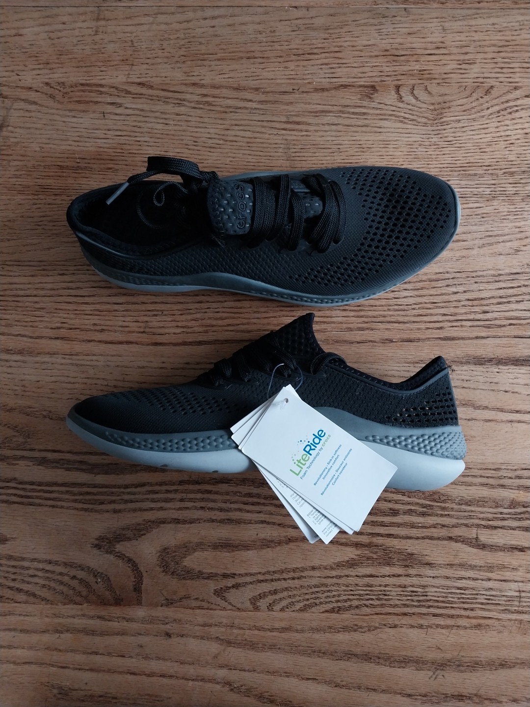 NWT Crocs Literide 360 Pacer Lace Up Shoes Black Grey Womens Sz 10