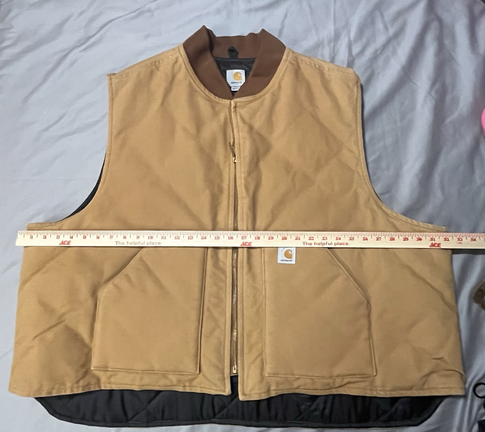 Carhartt Vest Firm Duck Work Quilted Size 5XL -Brown Vintage