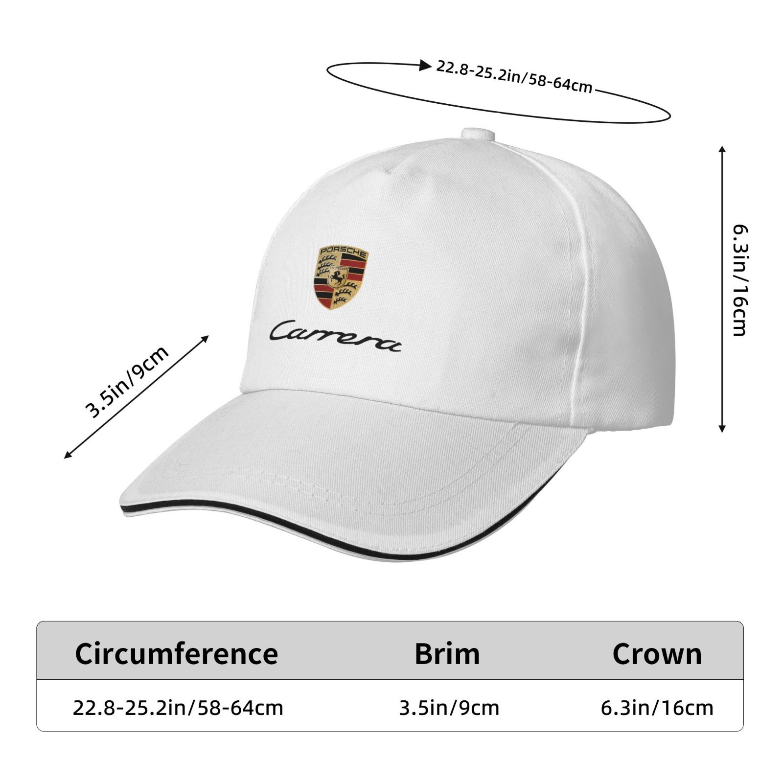 Porsche Classic Adjustable Sports Style Baseball Cap Golf Hat White