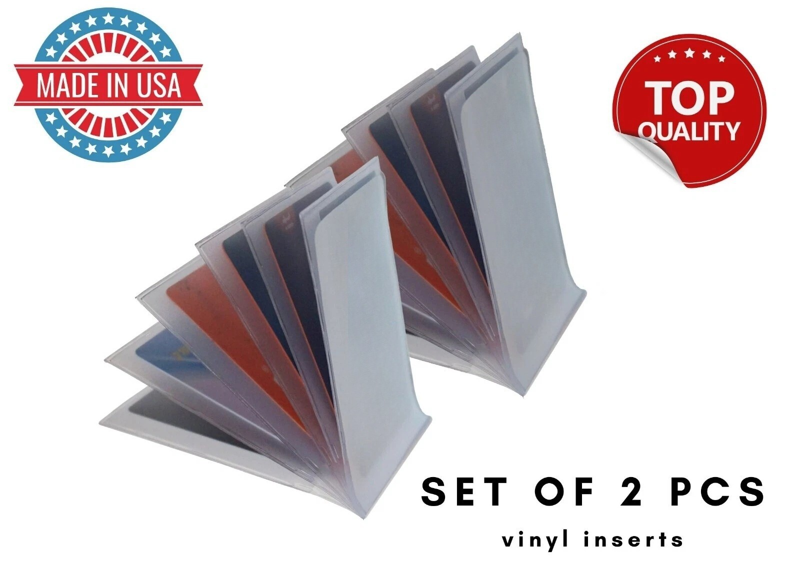Plastic Wallet insert Set of 2 ID-Card Picture holder for mens 6Page MADE IN USA