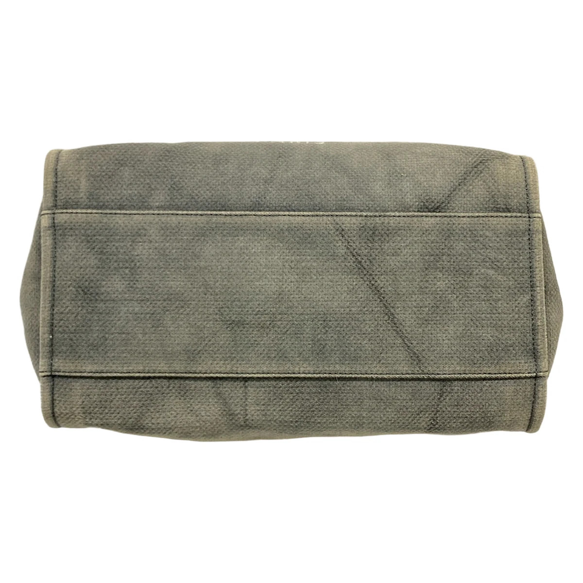 CHANEL Deauville Line Gray Black Canvas Leather Tote Bag