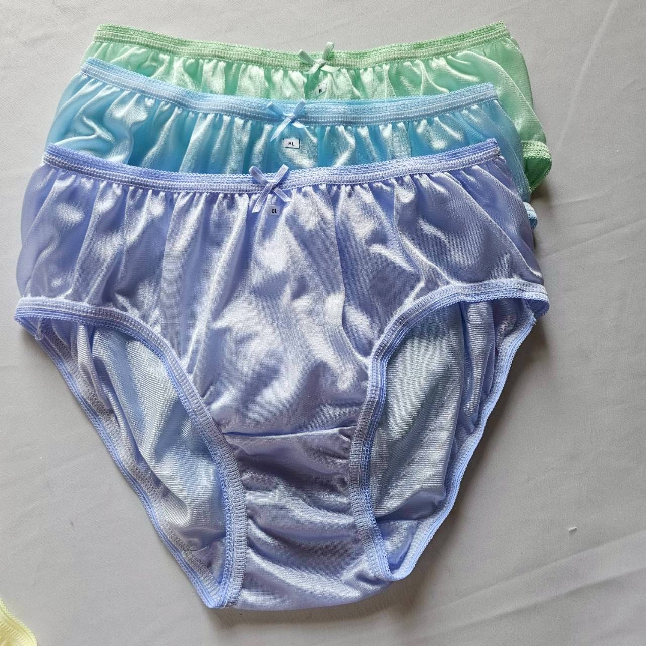 6 Bikini Panties Women Mens Nylon Vintage Silky Soft Light Briefs Hip 32″-38″L