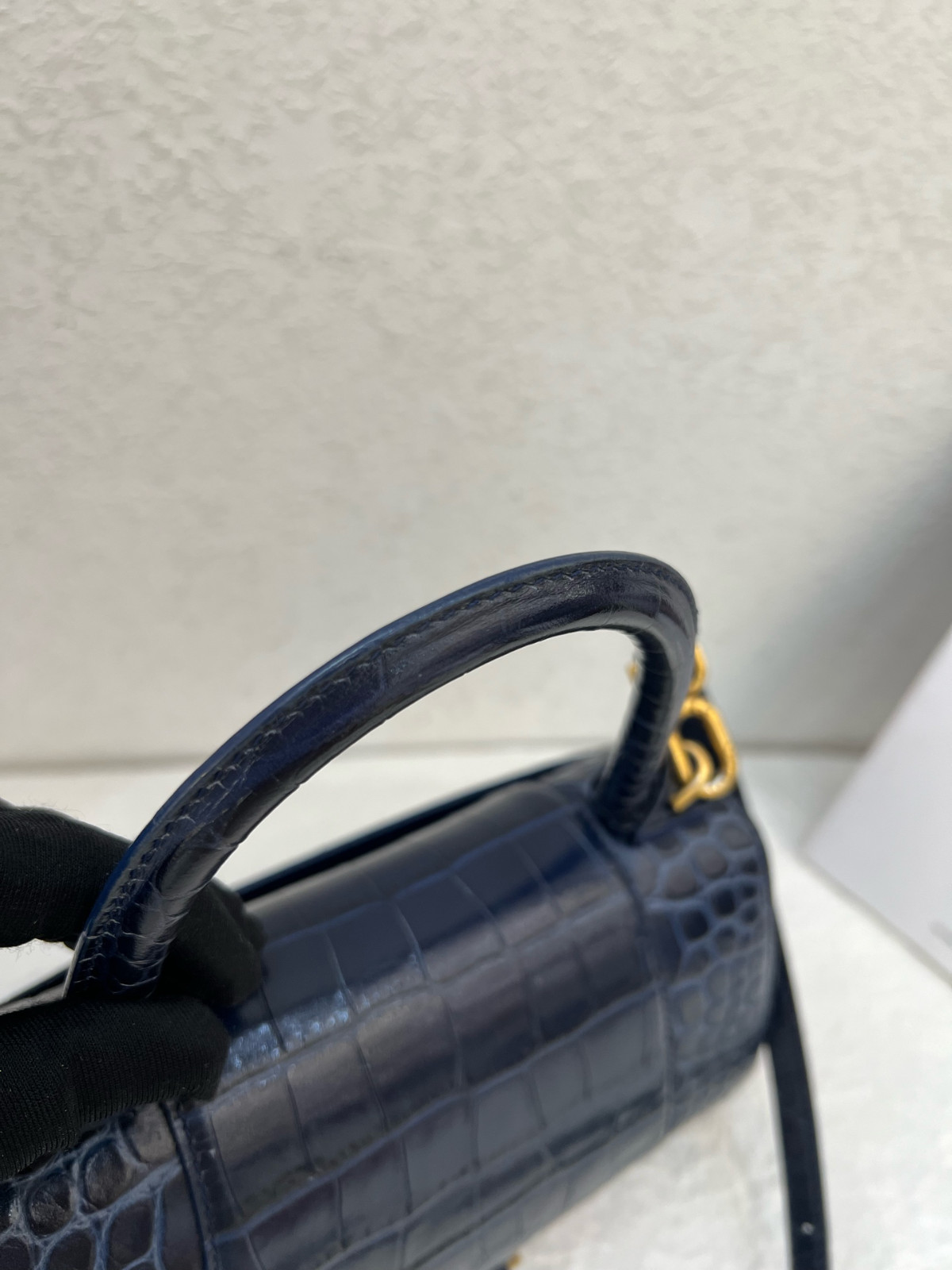 Authentic Balenciaga Hourglass Top Handle Bag S Crocodile-embossed Leather Top