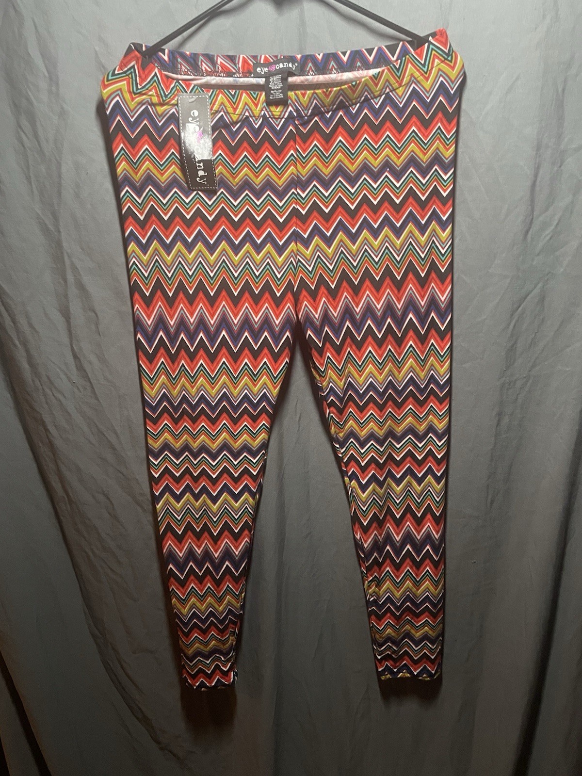 Eye Candy Multicolor Chevron Ankle Leggings Elastic Waist Mid Rise Yoga S