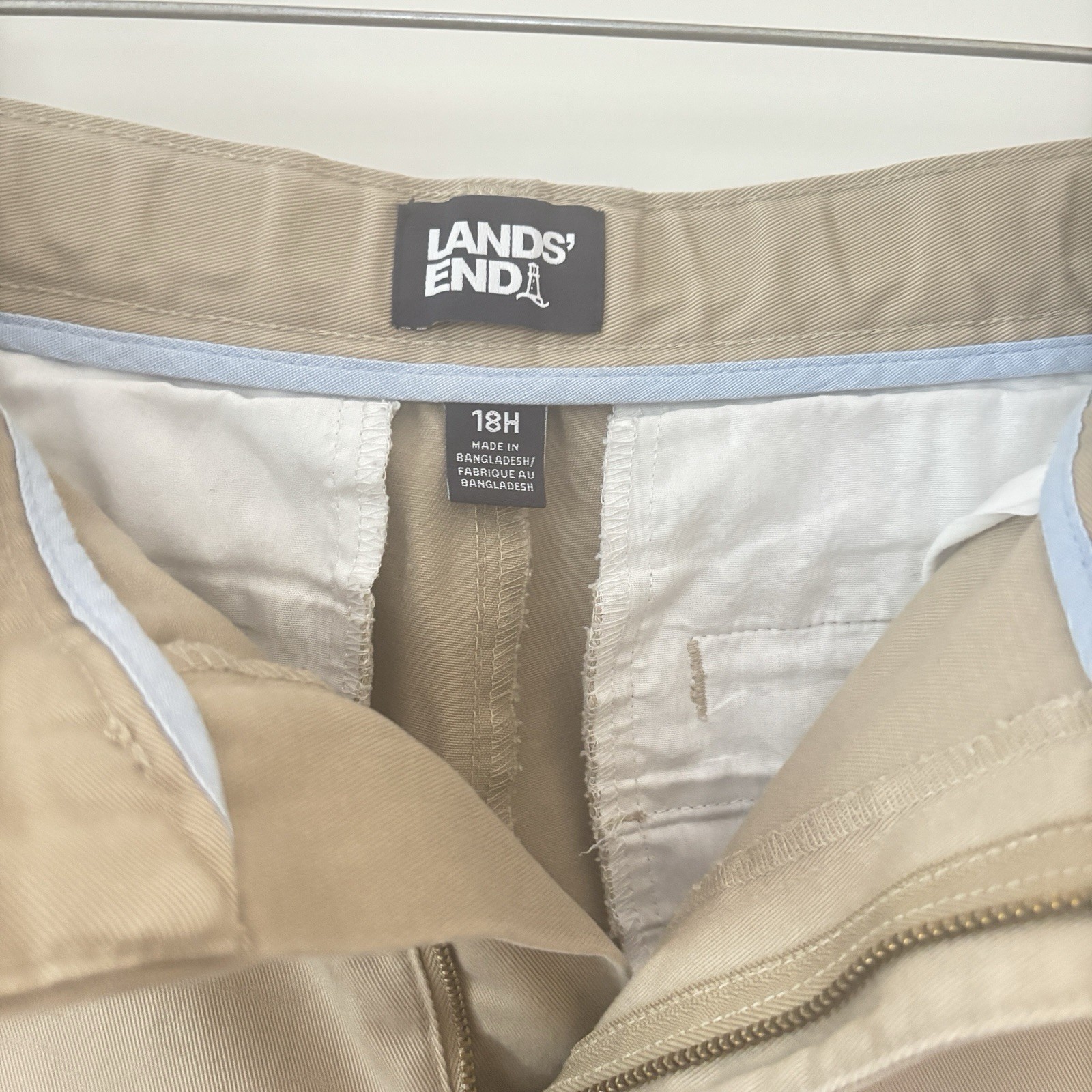 Lands End OEKO Tex Khaki Chino Men’s Shorts Sz 18H Golf Preppy Big& Tall Wst 34*