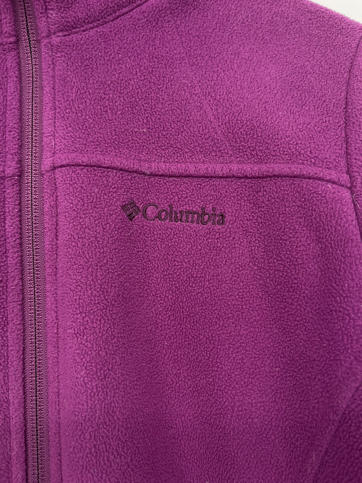 Columbia XS Fast Trek II Fleece Jacket Women Purple Excellent Full Zip Mock Neck
