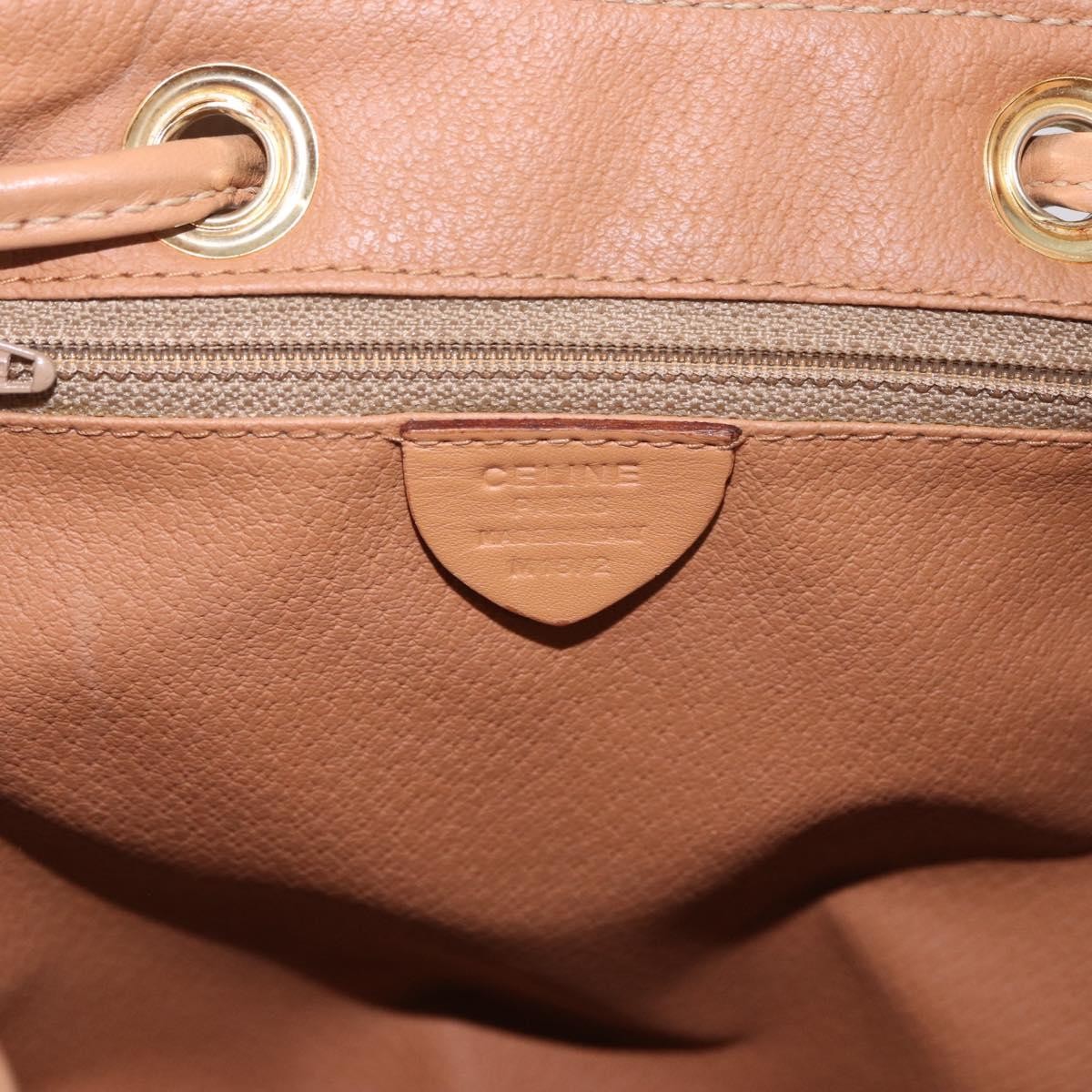 CELINE Macadam Canvas Backpack PVC Leather Brown Gold Auth 186101A