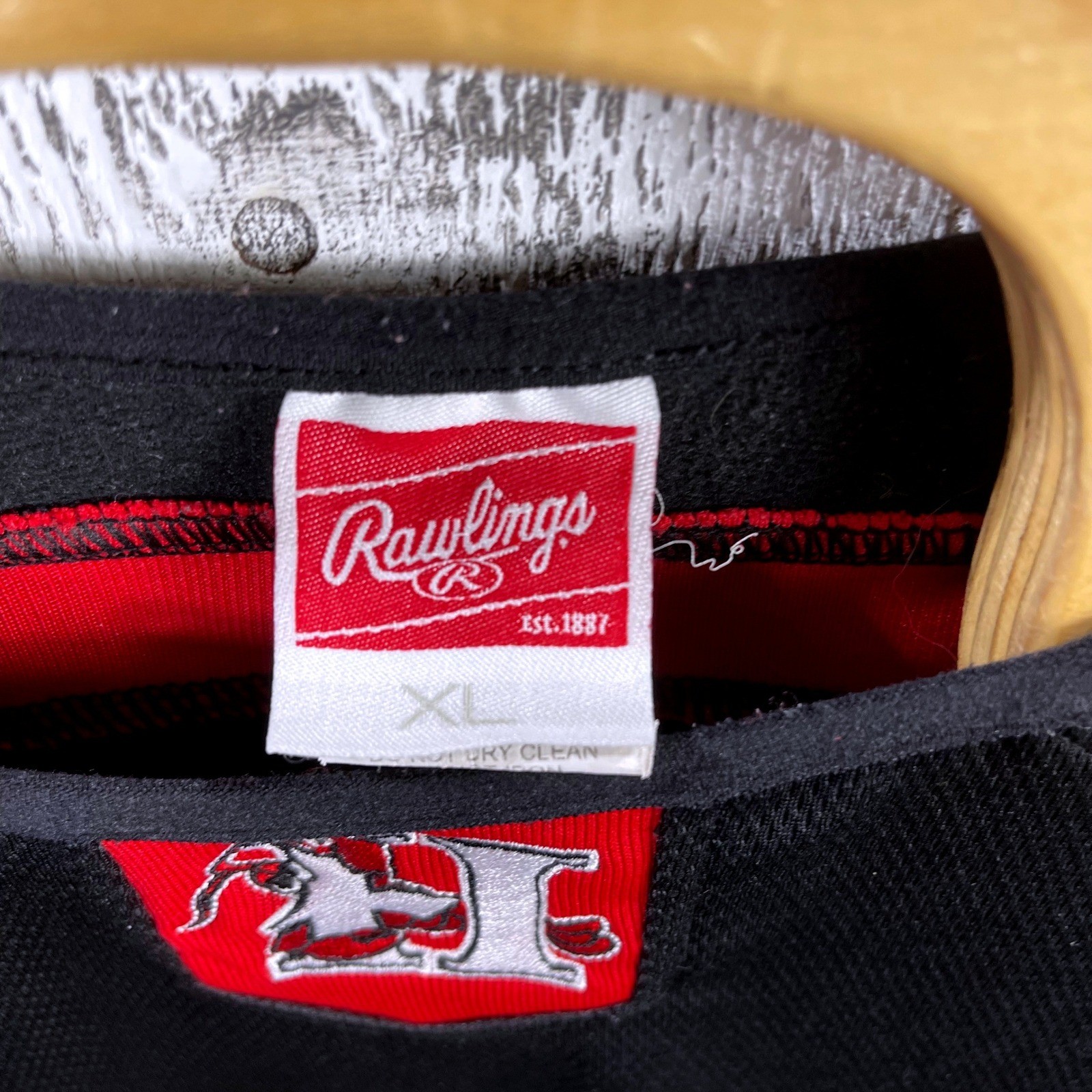 Rawlings Hickory Crawdads Warmup Jersey Men XL Black Red Baseball Rare