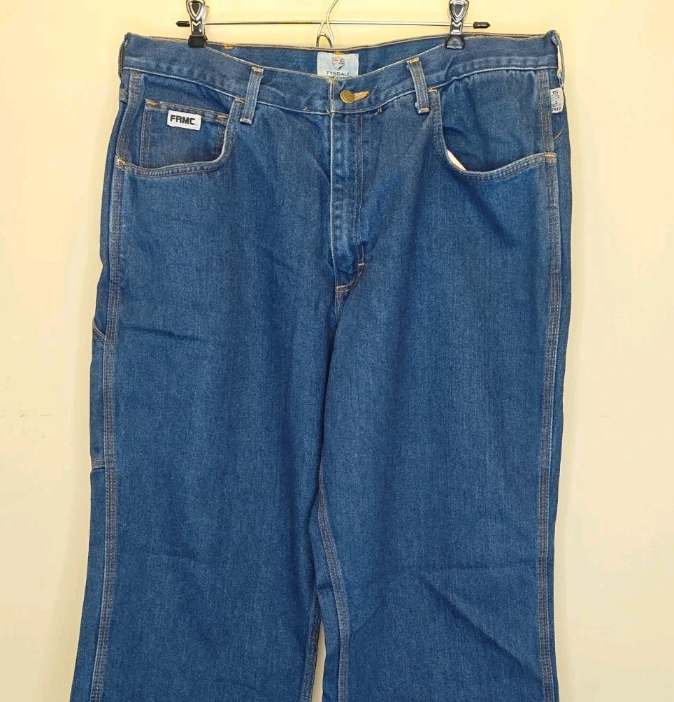 Tyndale FRMC F290T Mens Flame Resistant Jeans 38×31 Blue Work Denim Pants CAT 2