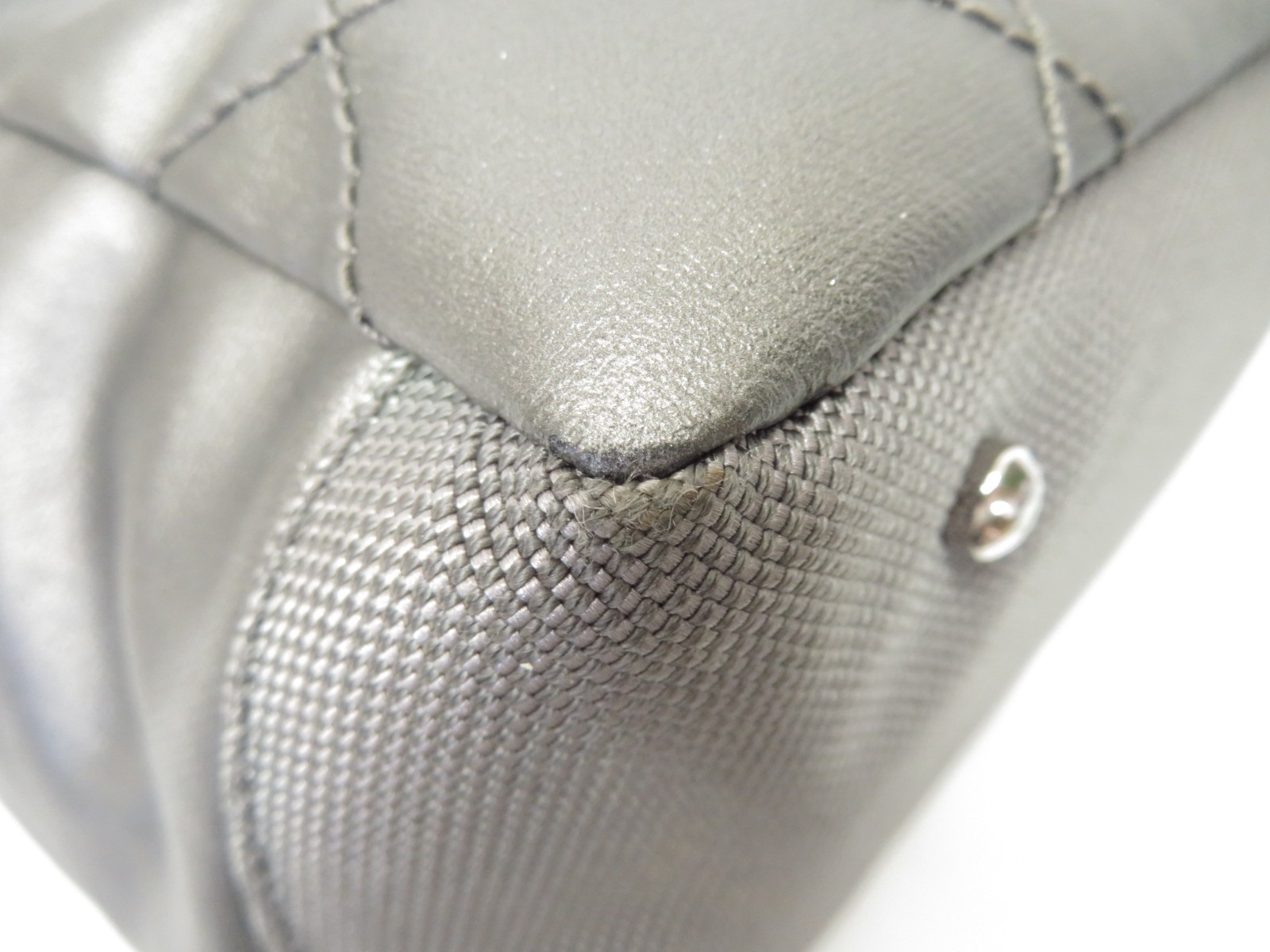 Authentic CHANEL Paris Biarritz MM Canvas Nylon Tote Hand Shoulder Bag I#53924
