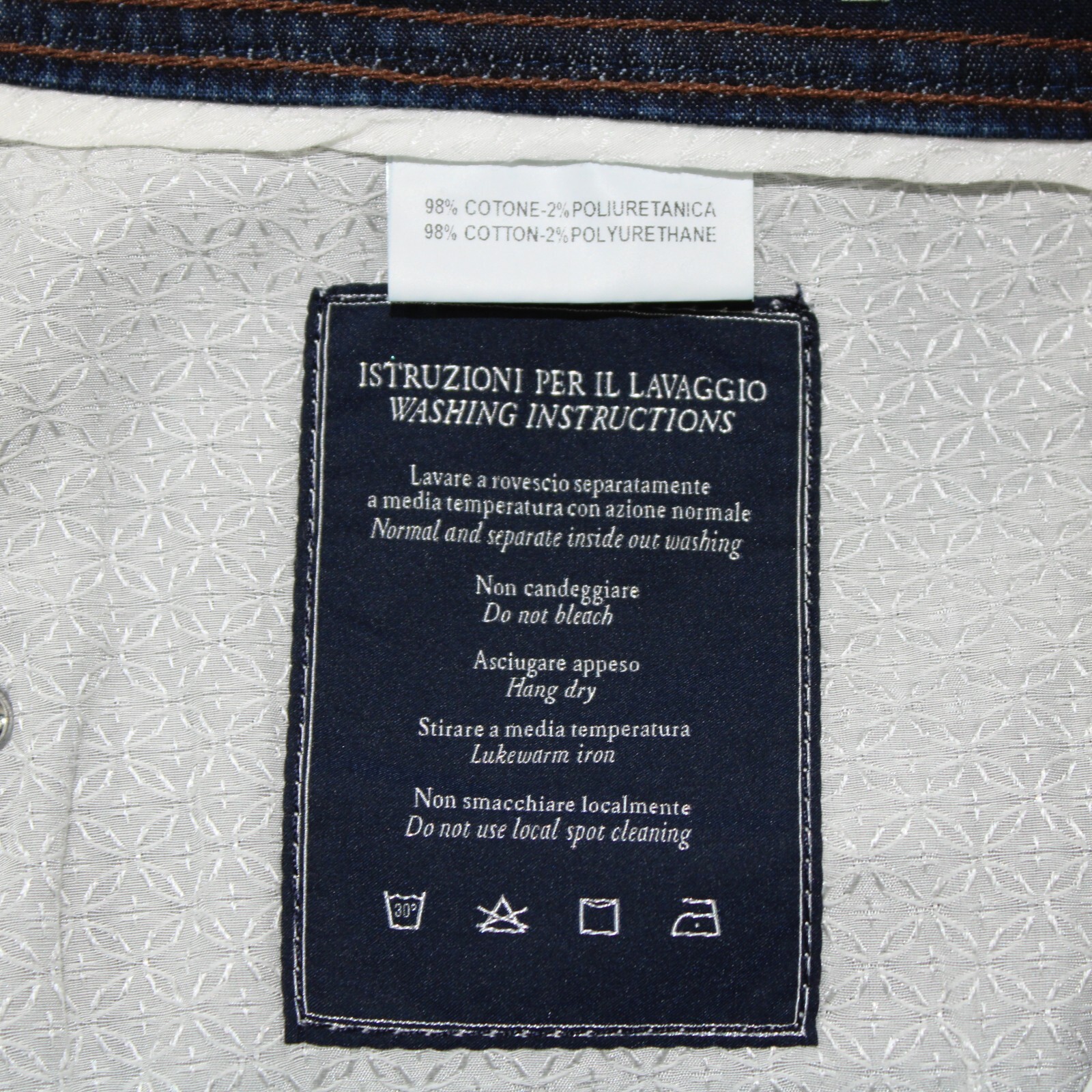 Hettabretz NWD Five Pocket Jeans Size 56 (40 US) In Blue Cotton Blend