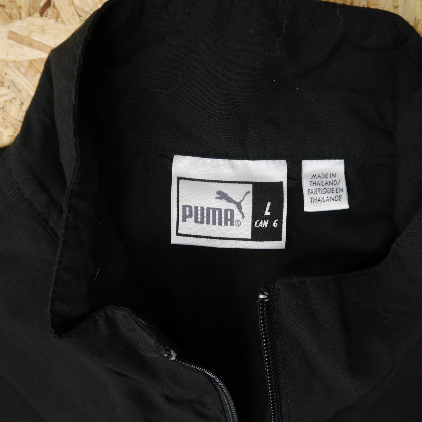 Puma Windbreaker Mens L Black Quarter Zip Lightweight Sports Jacket Retro