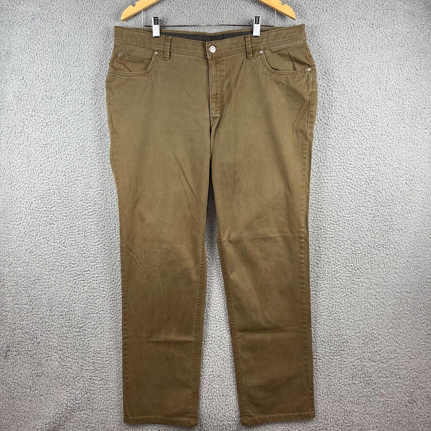 Hiltl Two Face Green Chino Pants Mens 40×34 Stretch Cotton Blend 5 Pocket