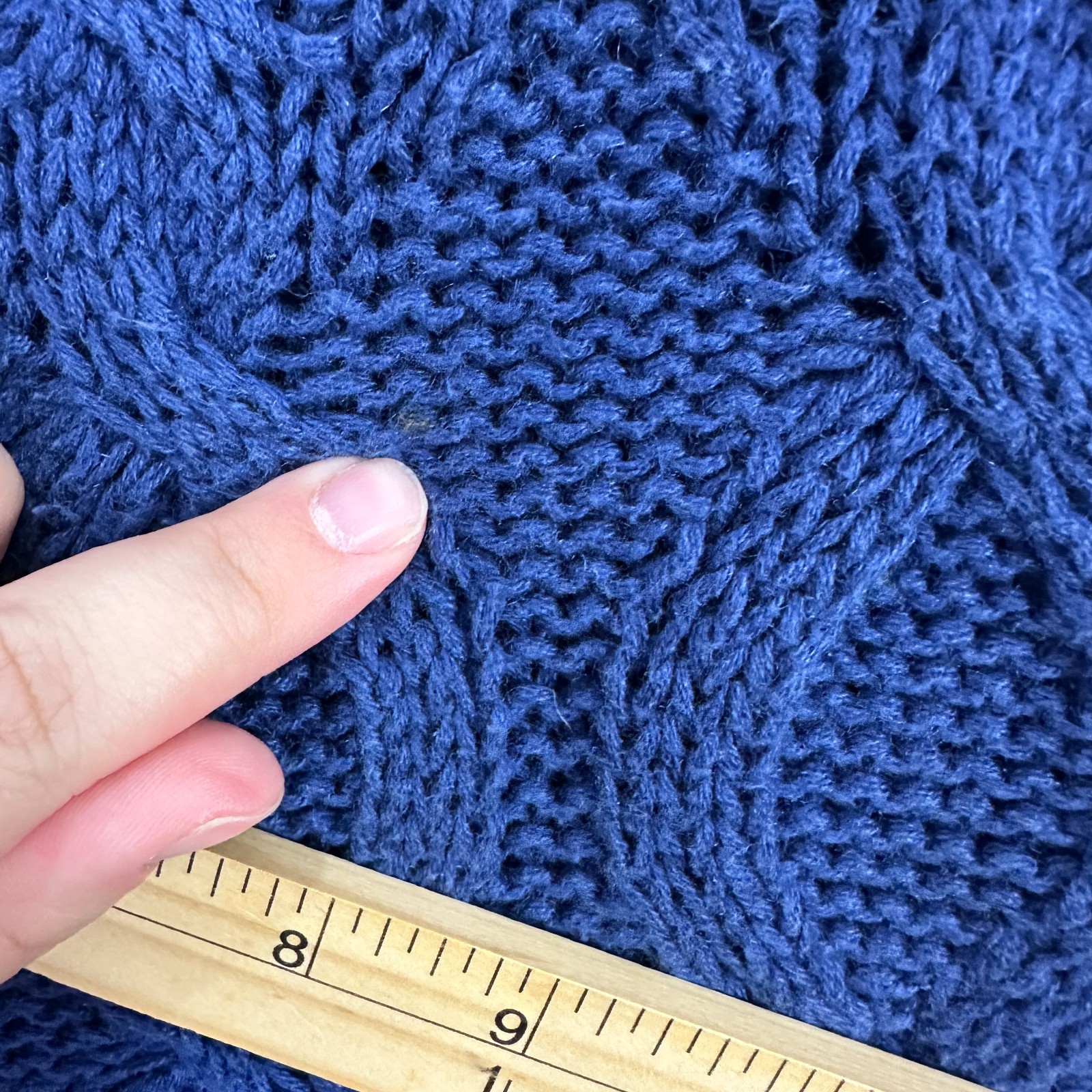 Vintage Cable Knit Sweater Mens Large St.John Bay Blue Fisherman Preppy Academia
