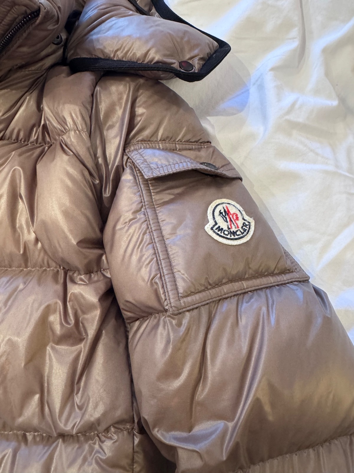moncler beige/brown womens puffer jacket