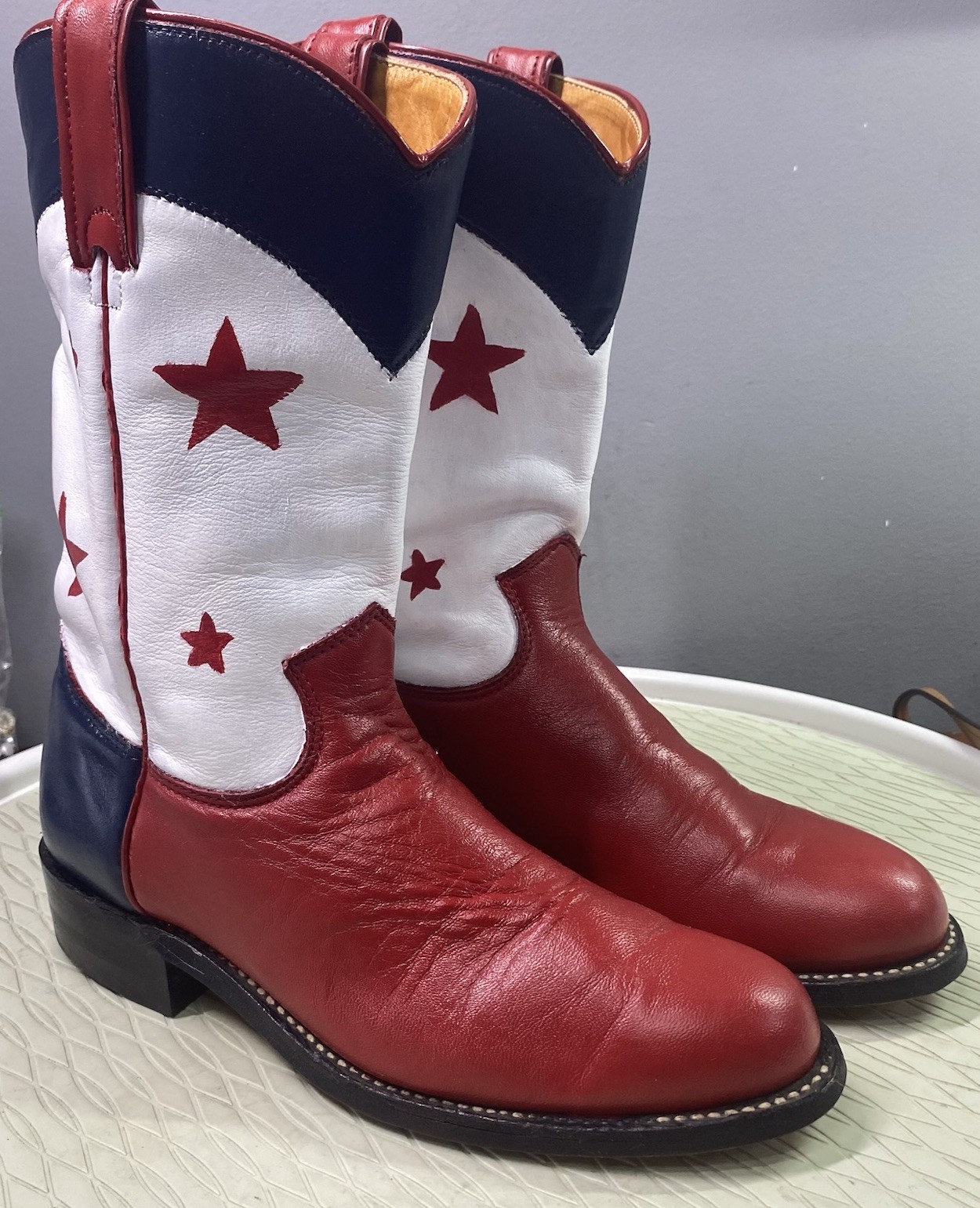 J Chisholm Women’s Original Western Leather Cowgirl Boots Cowgirl 4th Of July 6M