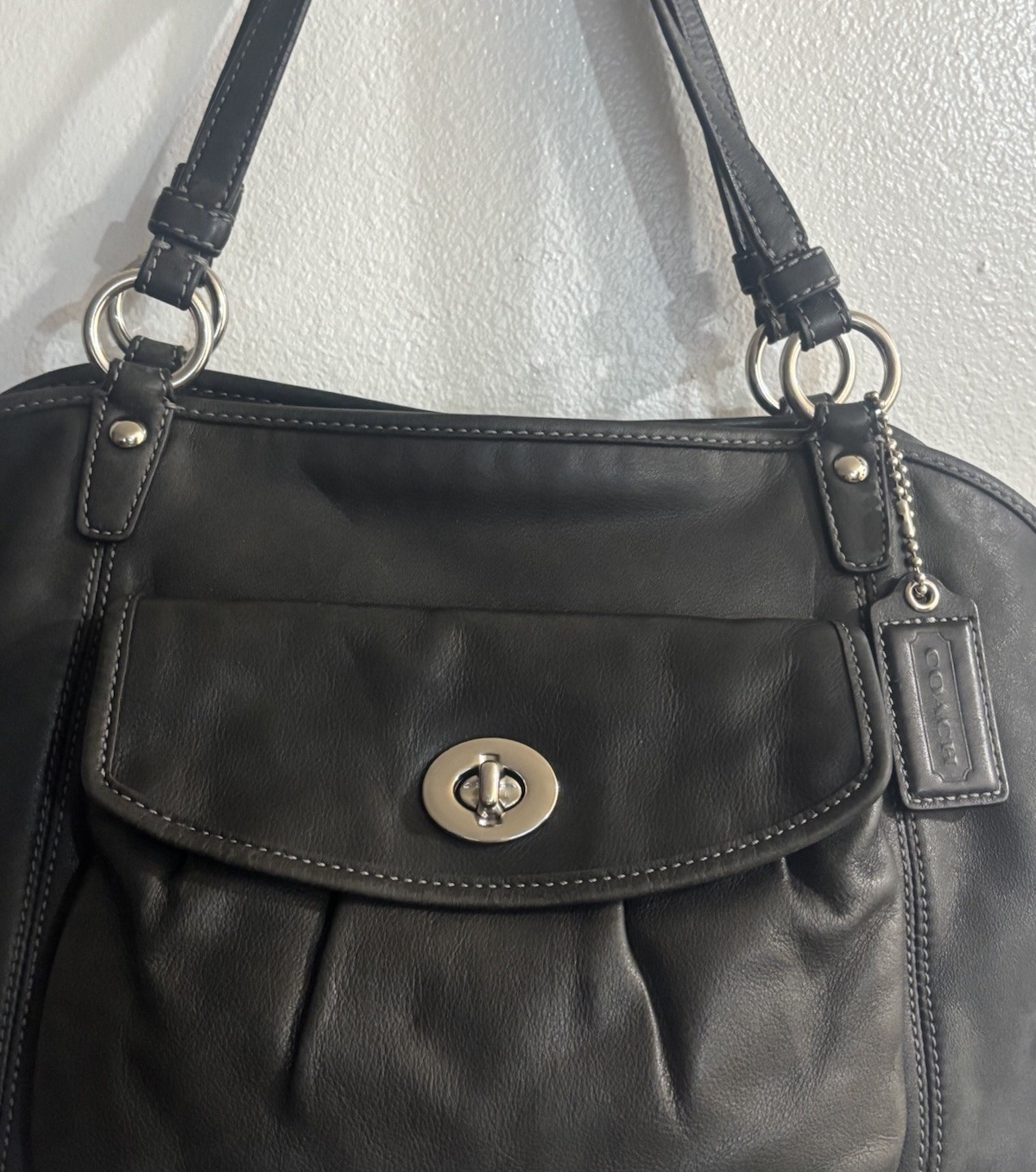 Coach Leah Black Leather Shoulder Bag 13172