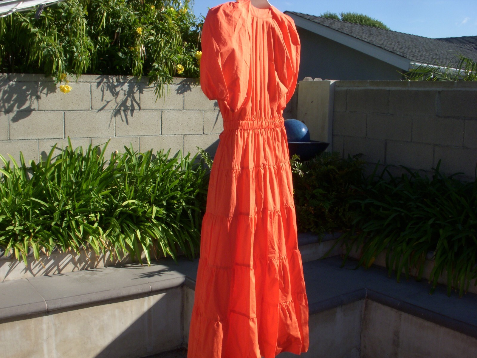 Ulla Johnson OLINA White Blanc or Coral Cotton Midi Dress, Flounced Skirt Size 2