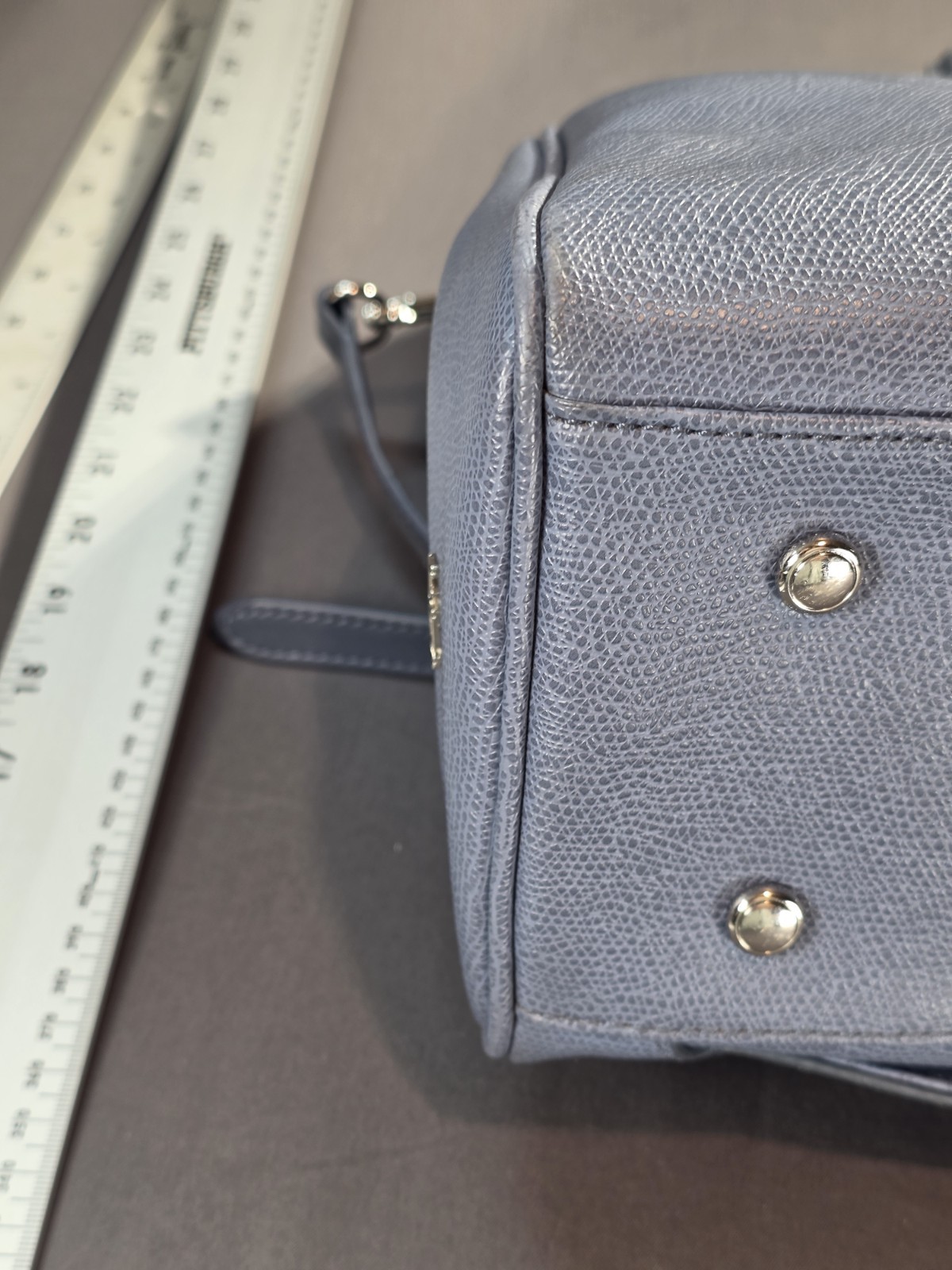 Tumi Dusty Blue Pebbled Leather Tote