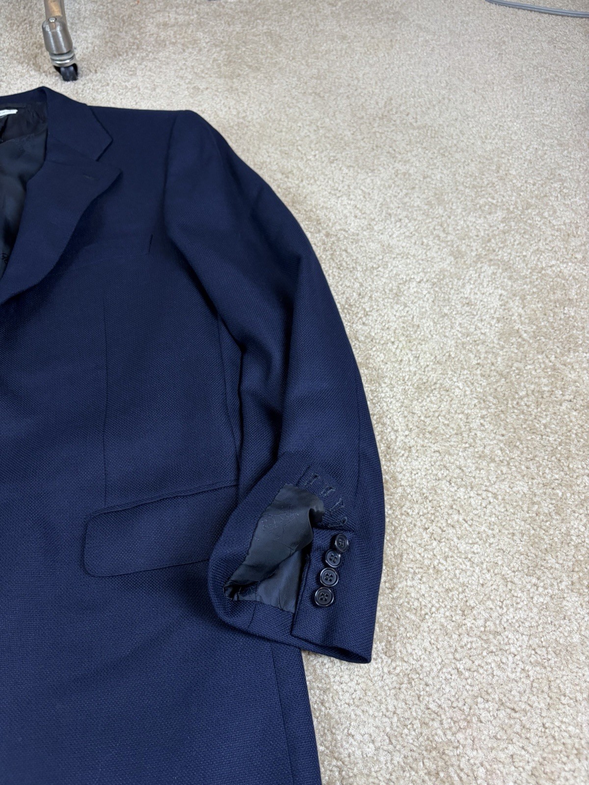 BRIONI 100% WOOL NOMENTANO NAVY BLUE DOUBLE VENT HOPSACK BLAZER SIZE 40R