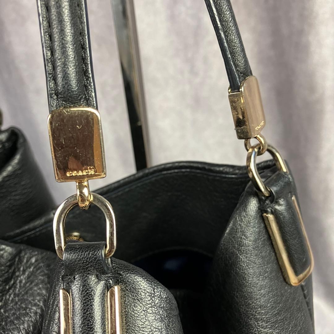 COACH Madison Phoebe Shoulder Bag Black Leather Handbag Authentic Classic
