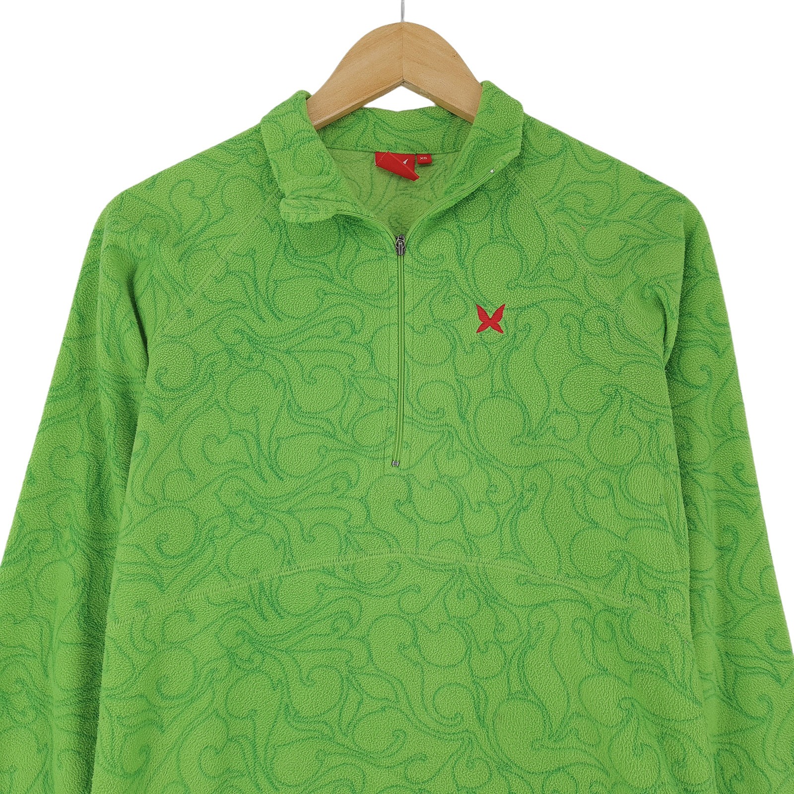 Kari Traa Fleece Jacket Green Geo Microfleece Zip Up Outdoor Women Ko1 Size XS