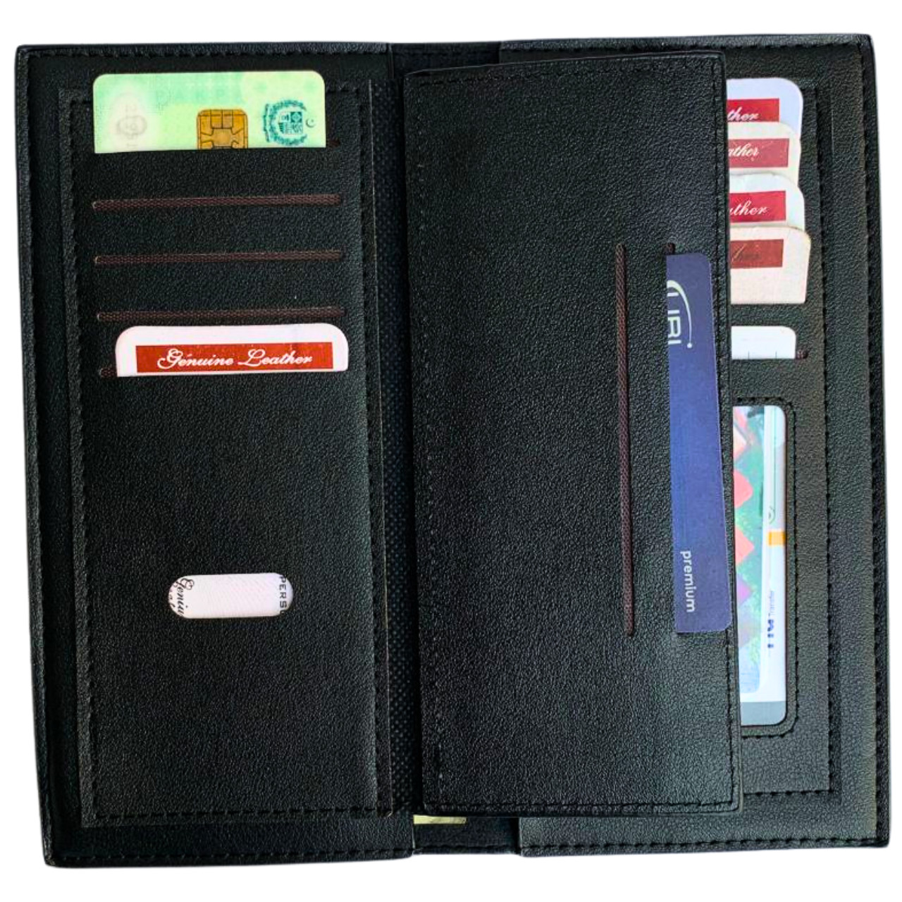 Men’s Long Checkbook Wallet – Genuine Leather RFID Card Holder, Full Bill Wallet