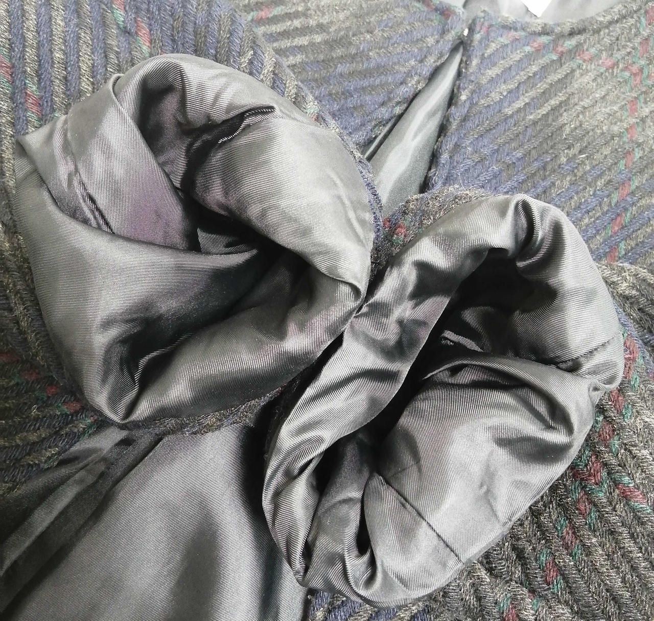 Rim.ark Collarless Check Coat 460bal30-0600 Used