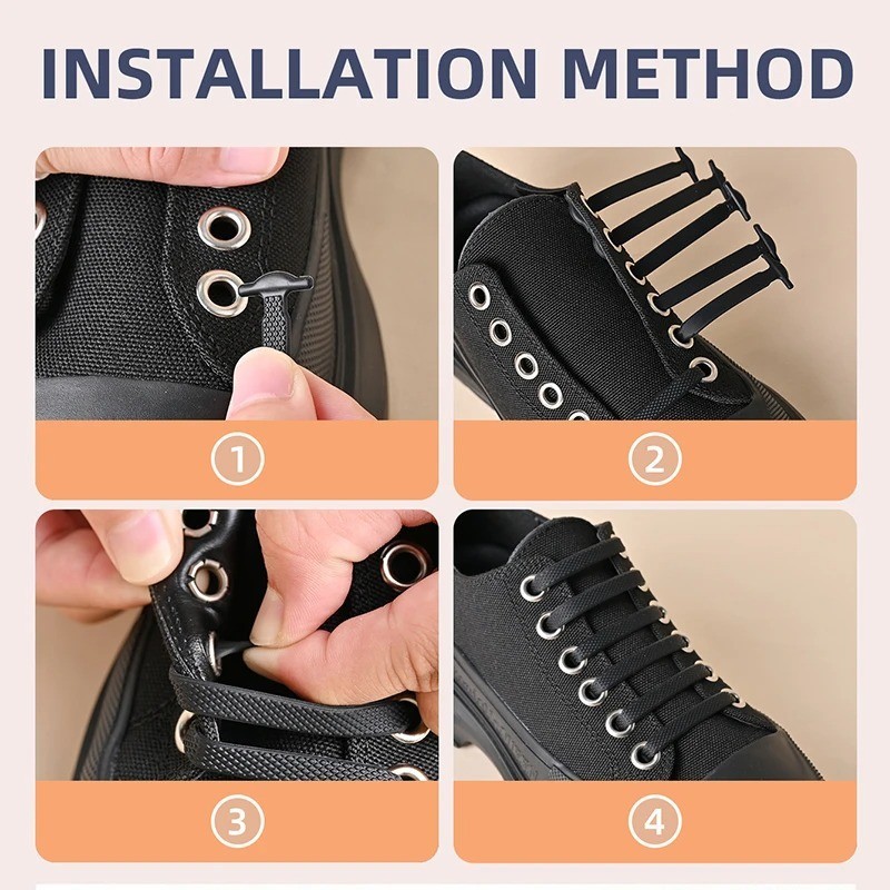 16pcs Elastic No Tie Shoelaces Silicone Stretch Rubber Bands Unisex Sneakers