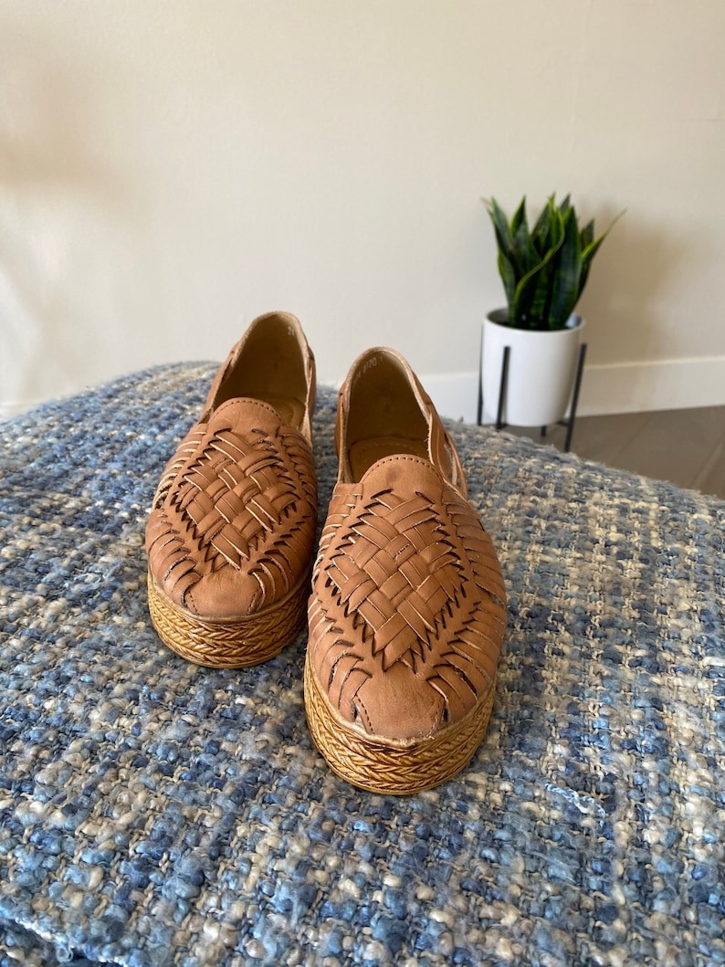 Tan Leather Huarache Espadrille Sandals Handmade Boho Shoes FREESHIP USA